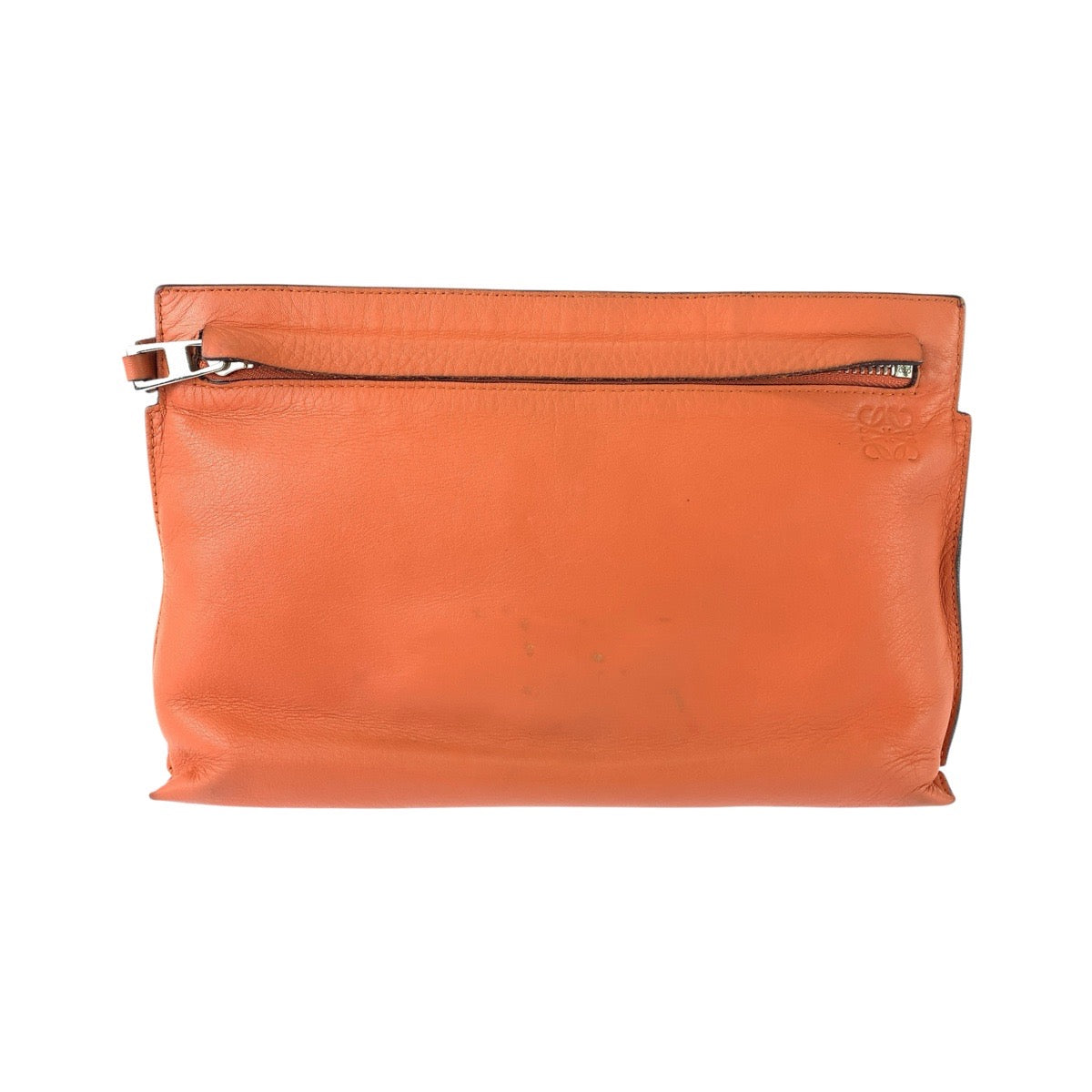 LOEWE ロエベ オレンジ シルバー金具 レザー ポーチ メイクポーチ 小物入れ レディース B20
