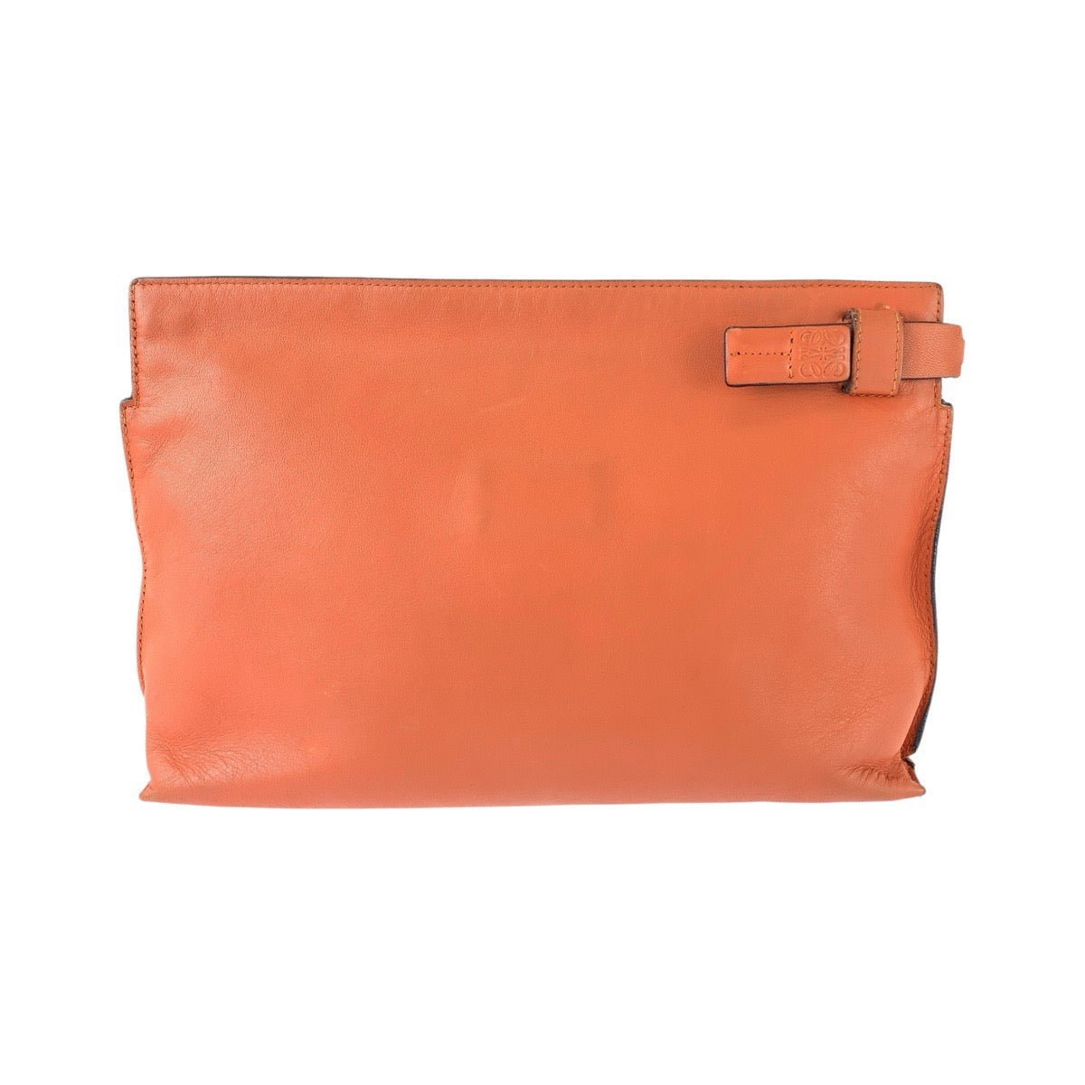 LOEWE ロエベ オレンジ シルバー金具 レザー ポーチ メイクポーチ 小物入れ レディース B20