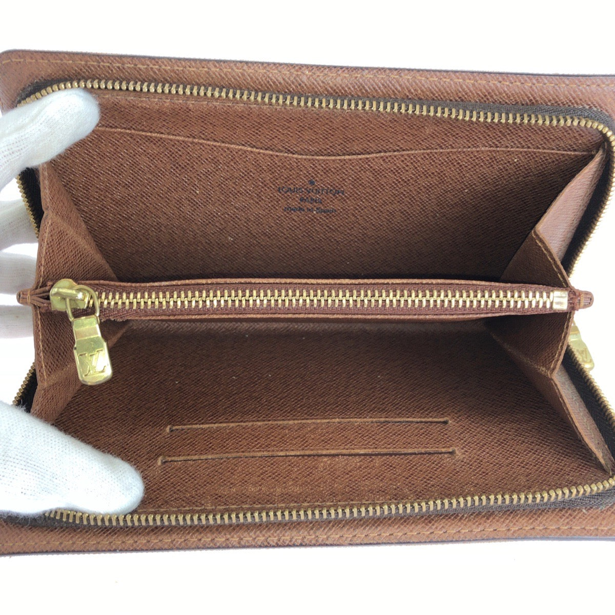 LOUIS VUITTON ルイヴィトン モノグラム ポルトモネジップ ブラウン ゴールド金具 PVC M61727 長財布 ロングウォレット レディース B33