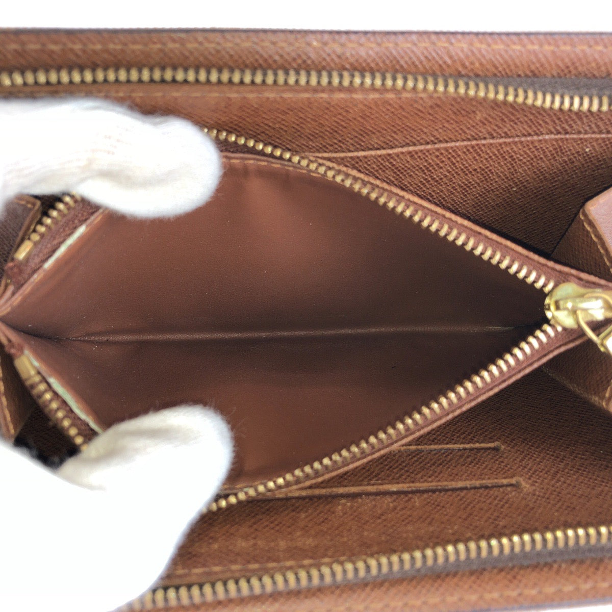 LOUIS VUITTON ルイヴィトン モノグラム ポルトモネジップ ブラウン ゴールド金具 PVC M61727 長財布 ロングウォレット レディース B33