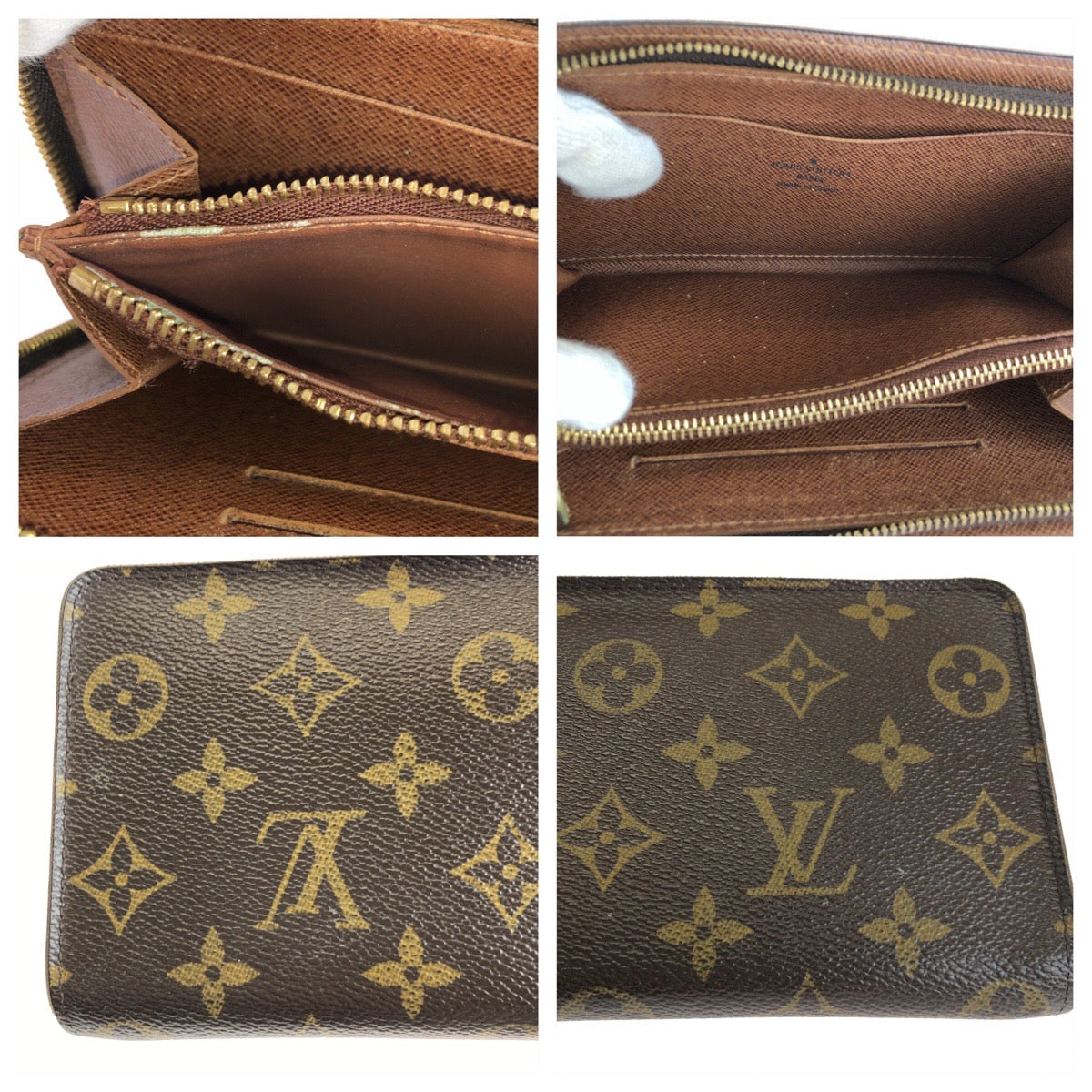 LOUIS VUITTON ルイヴィトン モノグラム ポルトモネジップ ブラウン ゴールド金具 PVC M61727 長財布 ロングウォレット レディース B33