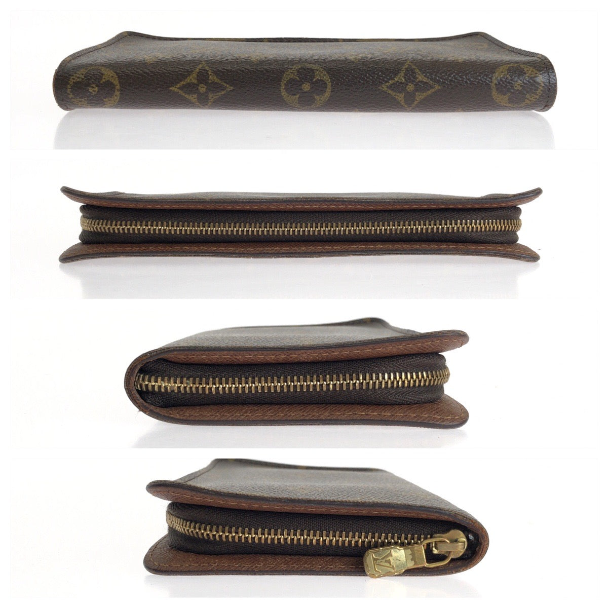 LOUIS VUITTON ルイヴィトン モノグラム ポルトモネジップ ブラウン ゴールド金具 PVC M61727 長財布 ロングウォレット レディース B33