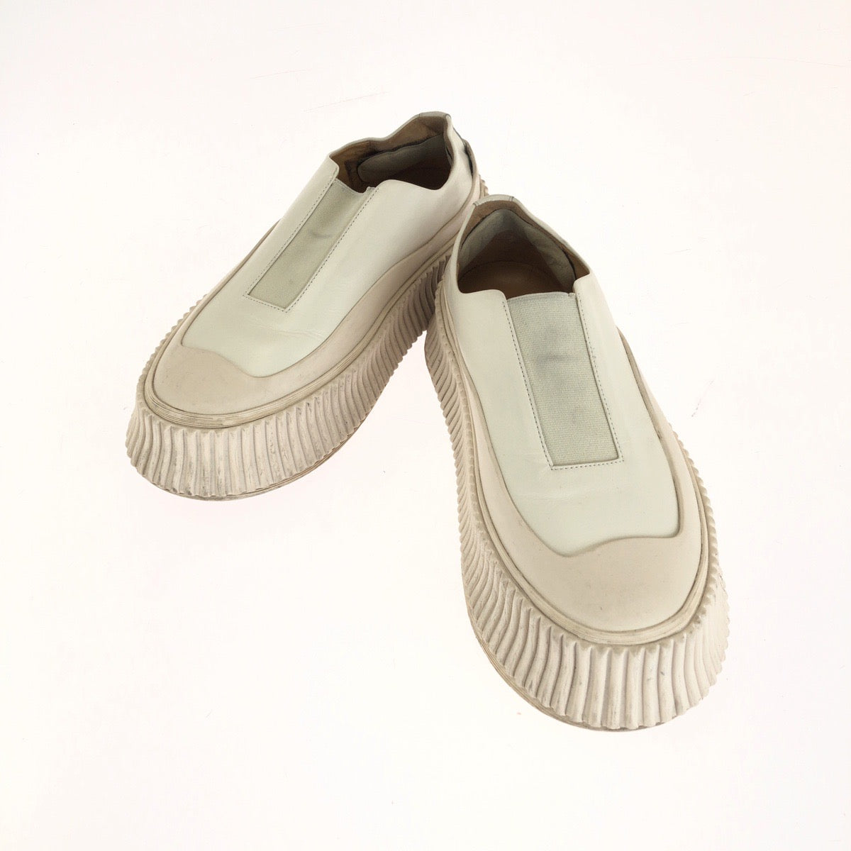 JIL SANDER ジルサンダー プラットフォーム スリッポン サイズ37 ホワイト アイボリー レザー / ラバー スニーカー ローカットスニーカー レディース AB25