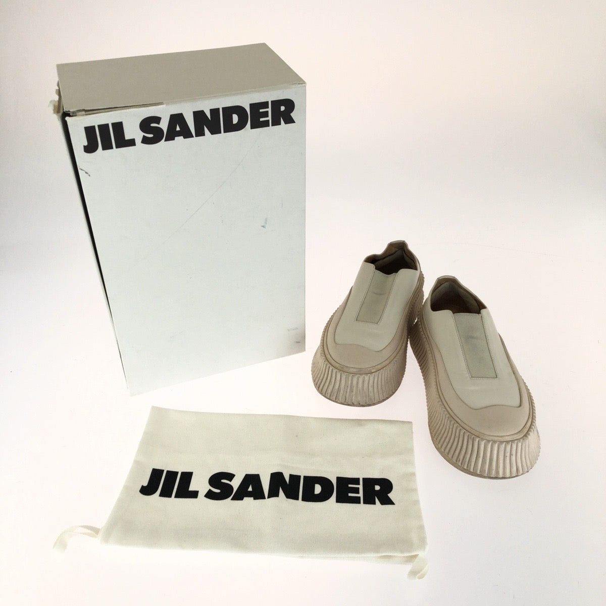 JIL SANDER ジルサンダー プラットフォーム スリッポン サイズ37 ホワイト アイボリー レザー / ラバー スニーカー ローカットスニーカー レディース AB25