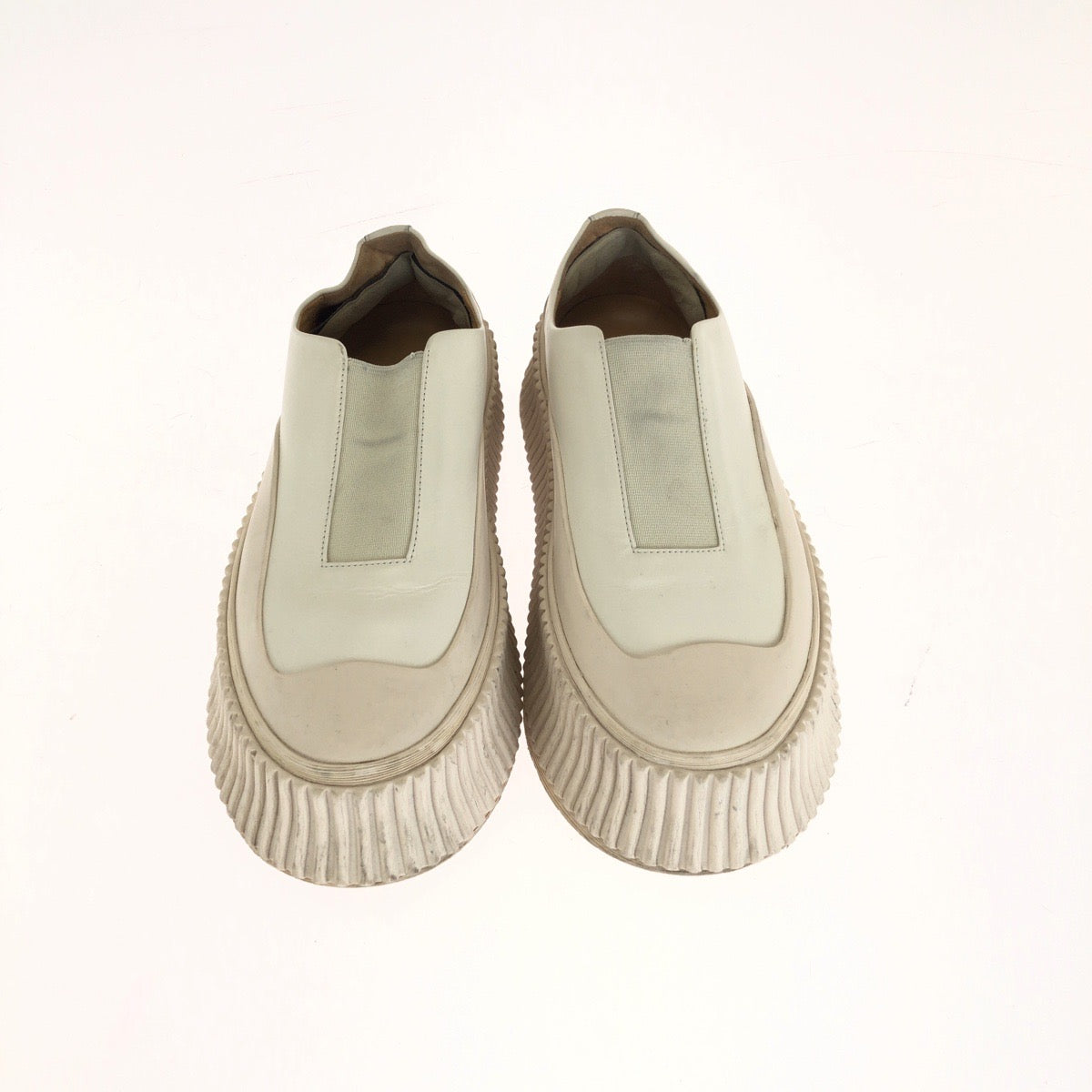JIL SANDER ジルサンダー プラットフォーム スリッポン サイズ37 ホワイト アイボリー レザー / ラバー スニーカー ローカットスニーカー レディース AB25