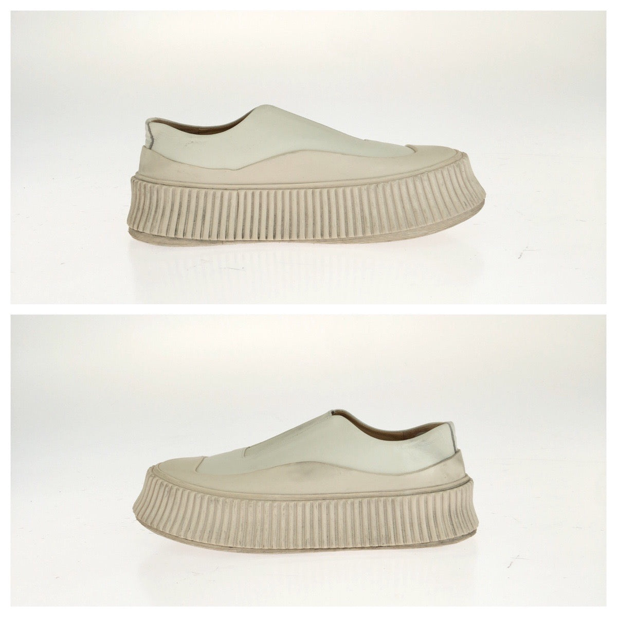 JIL SANDER ジルサンダー プラットフォーム スリッポン サイズ37 ホワイト アイボリー レザー / ラバー スニーカー ローカットスニーカー レディース AB25