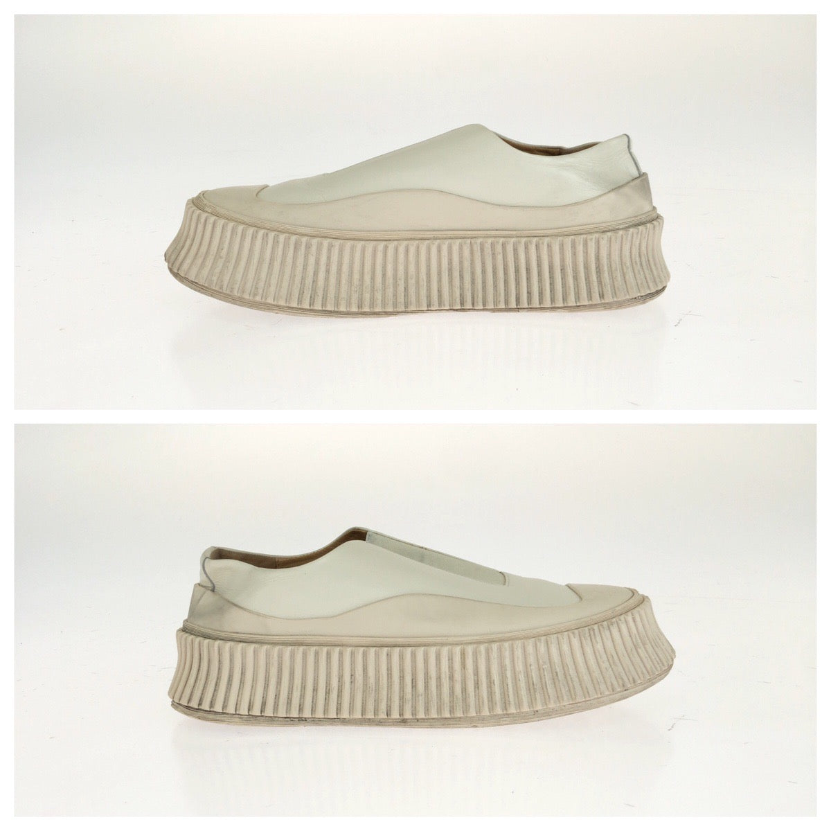 JIL SANDER ジルサンダー プラットフォーム スリッポン サイズ37 ホワイト アイボリー レザー / ラバー スニーカー ローカットスニーカー レディース AB25