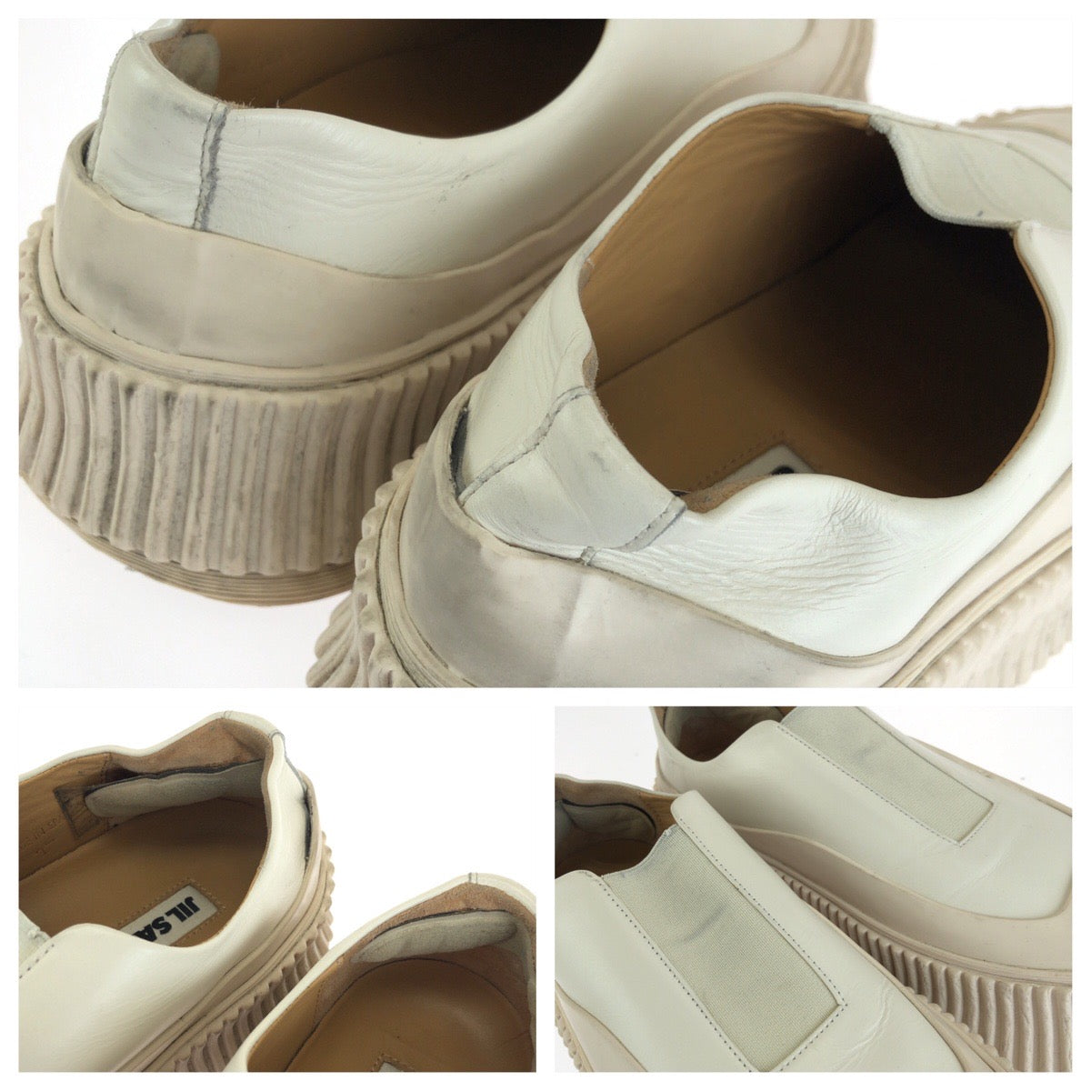 JIL SANDER ジルサンダー プラットフォーム スリッポン サイズ37 ホワイト アイボリー レザー / ラバー スニーカー ローカットスニーカー レディース AB25