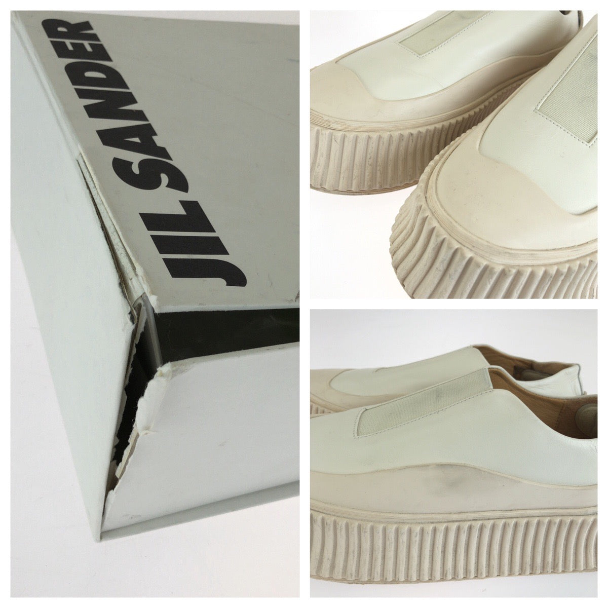 JIL SANDER ジルサンダー プラットフォーム スリッポン サイズ37 ホワイト アイボリー レザー / ラバー スニーカー ローカットスニーカー レディース AB25