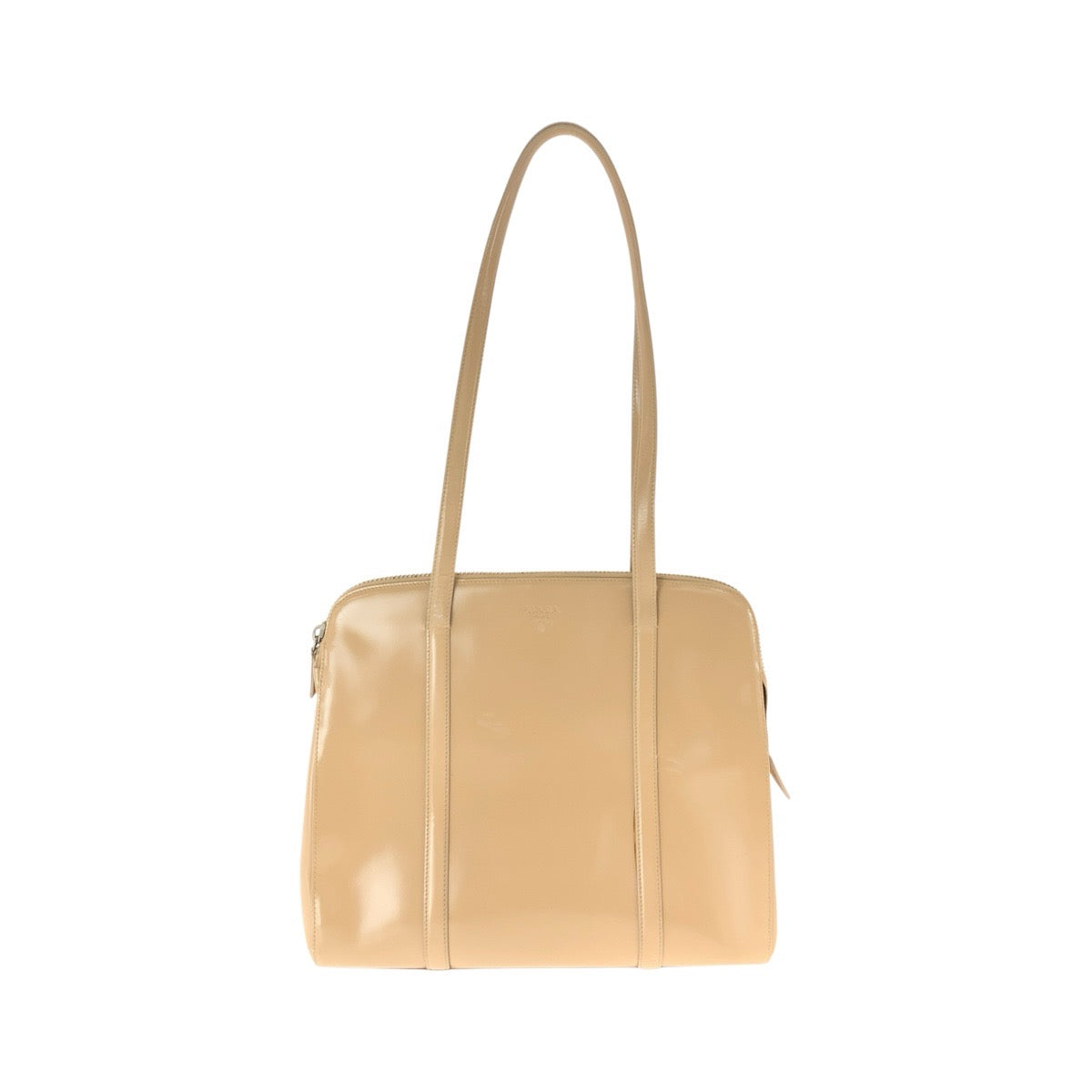PRADA プラダ スパッツォラート スポーツ ベージュ シルバー金具 パテントレザー トートバッグ ショルダーバッグ レディース AB24