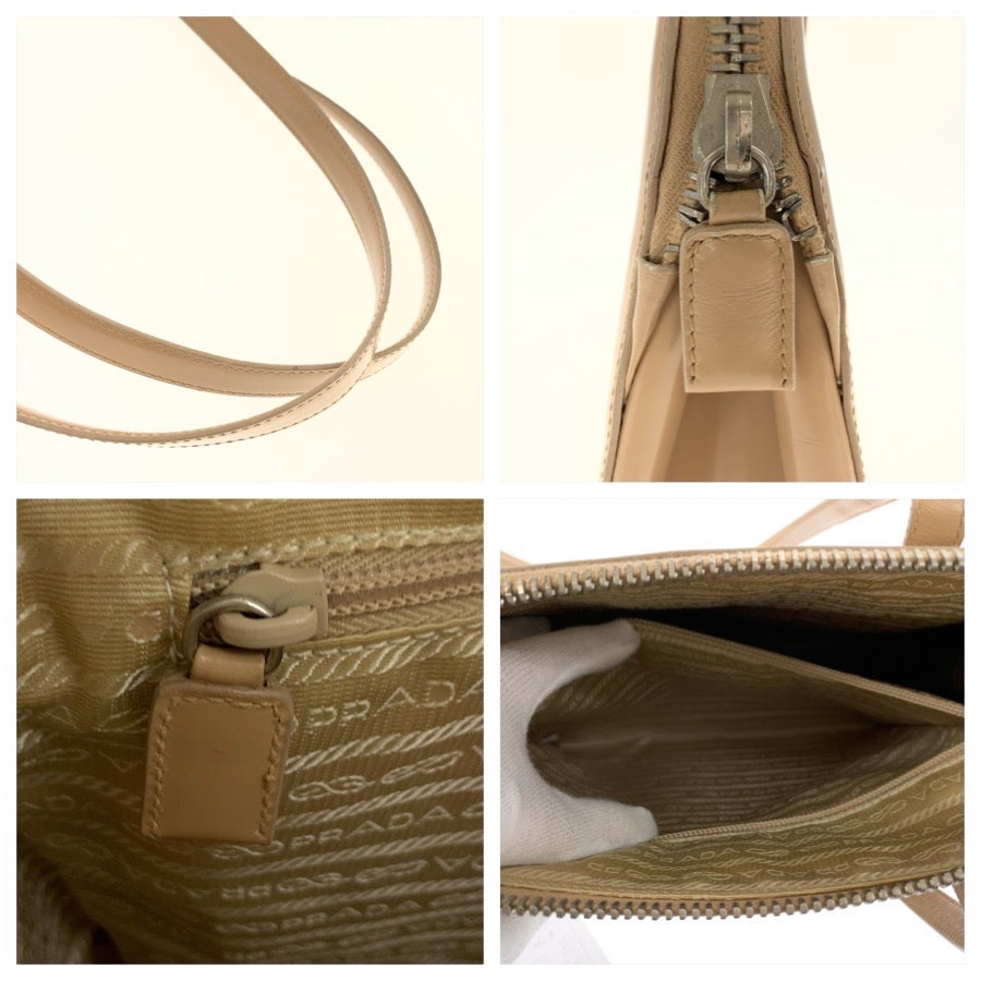 PRADA プラダ スパッツォラート スポーツ ベージュ シルバー金具 パテントレザー トートバッグ ショルダーバッグ レディース AB24