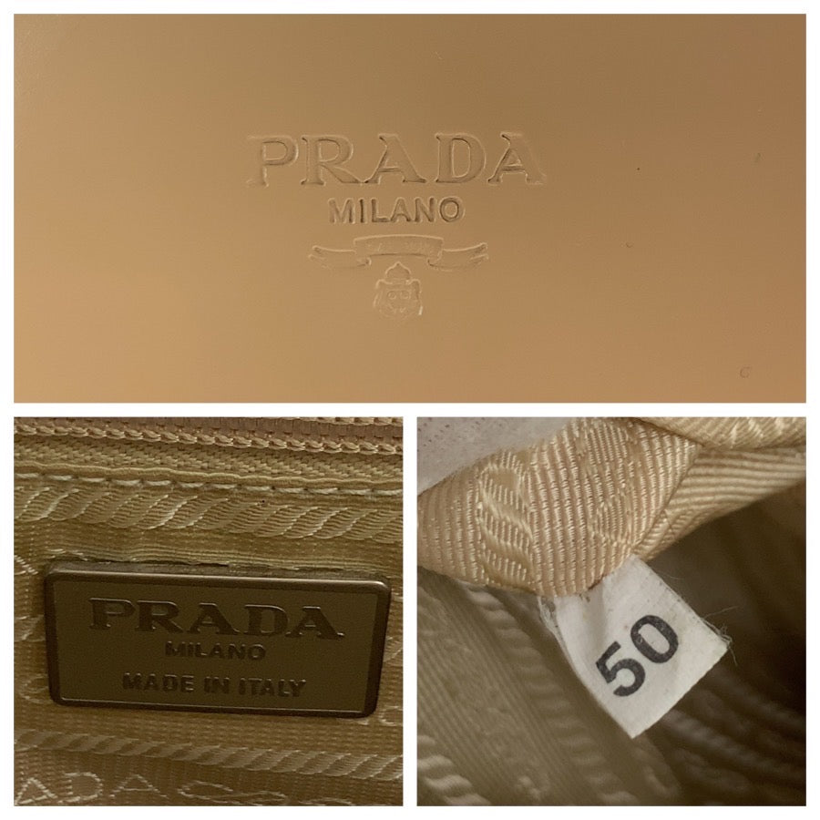 PRADA プラダ スパッツォラート スポーツ ベージュ シルバー金具 パテントレザー トートバッグ ショルダーバッグ レディース AB24