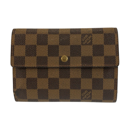 LOUIS VUITTON ルイヴィトン ダミエ ポルトトレゾー エテュイパピエ ブラウン ゴールド金具 PVC N61202 折財布 三つ折り財布 コンパクトウォレット レディース B30