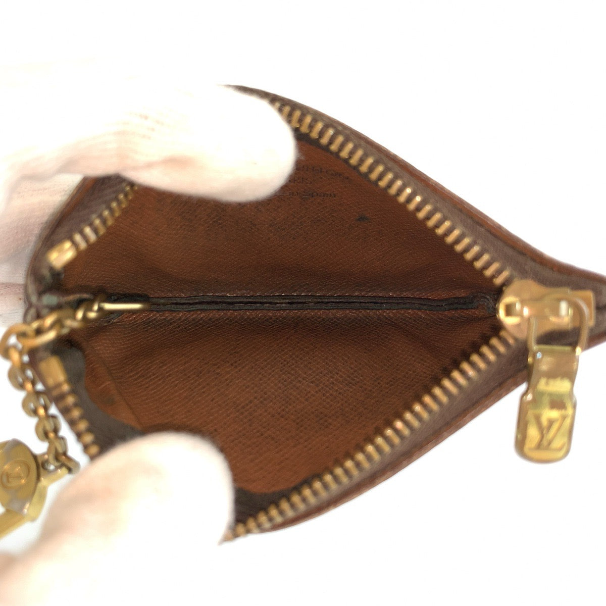 LOUIS VUITTON ルイヴィトン モノグラム ポシェット クレ ブラウン ゴールド金具 PVC M62650 キーケース コインケース メンズ B25