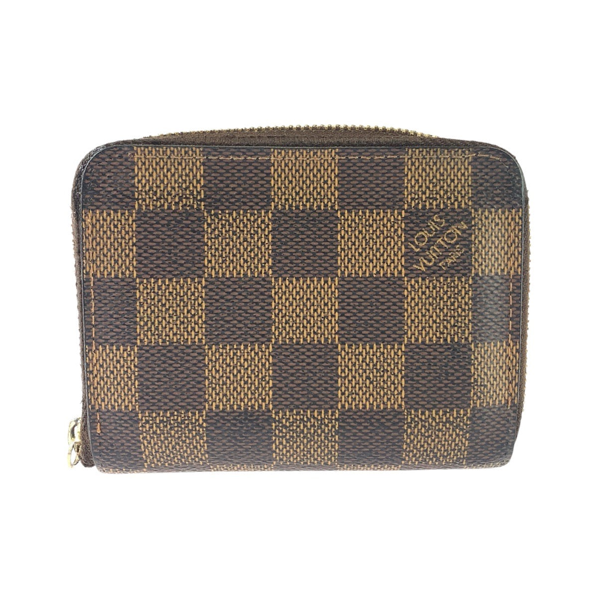 LOUIS VUITTON ルイヴィトン ダミエ ジッピーコインパース ブラウン ゴールド金具 PVC N63070 コインケース 小銭入れ カードケース レディース B26