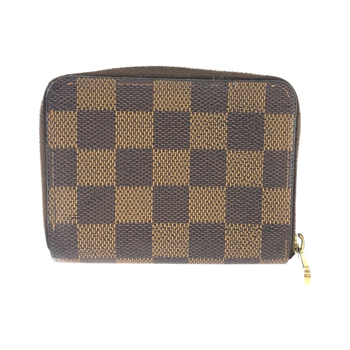 LOUIS VUITTON ルイヴィトン ダミエ ジッピーコインパース ブラウン ゴールド金具 PVC N63070 コインケース 小銭入れ カードケース レディース B26