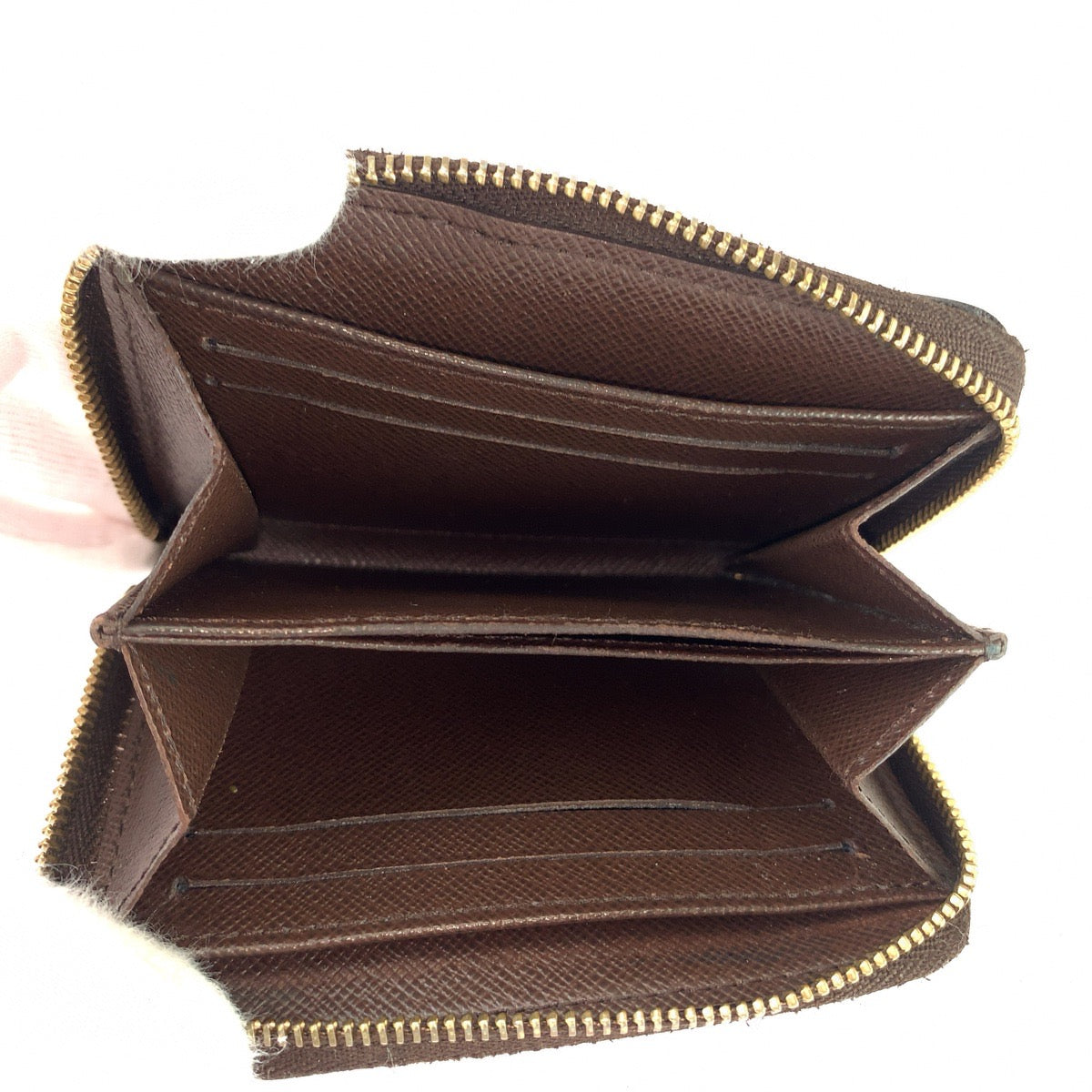 LOUIS VUITTON ルイヴィトン ダミエ ジッピーコインパース ブラウン ゴールド金具 PVC N63070 コインケース 小銭入れ カードケース レディース B26