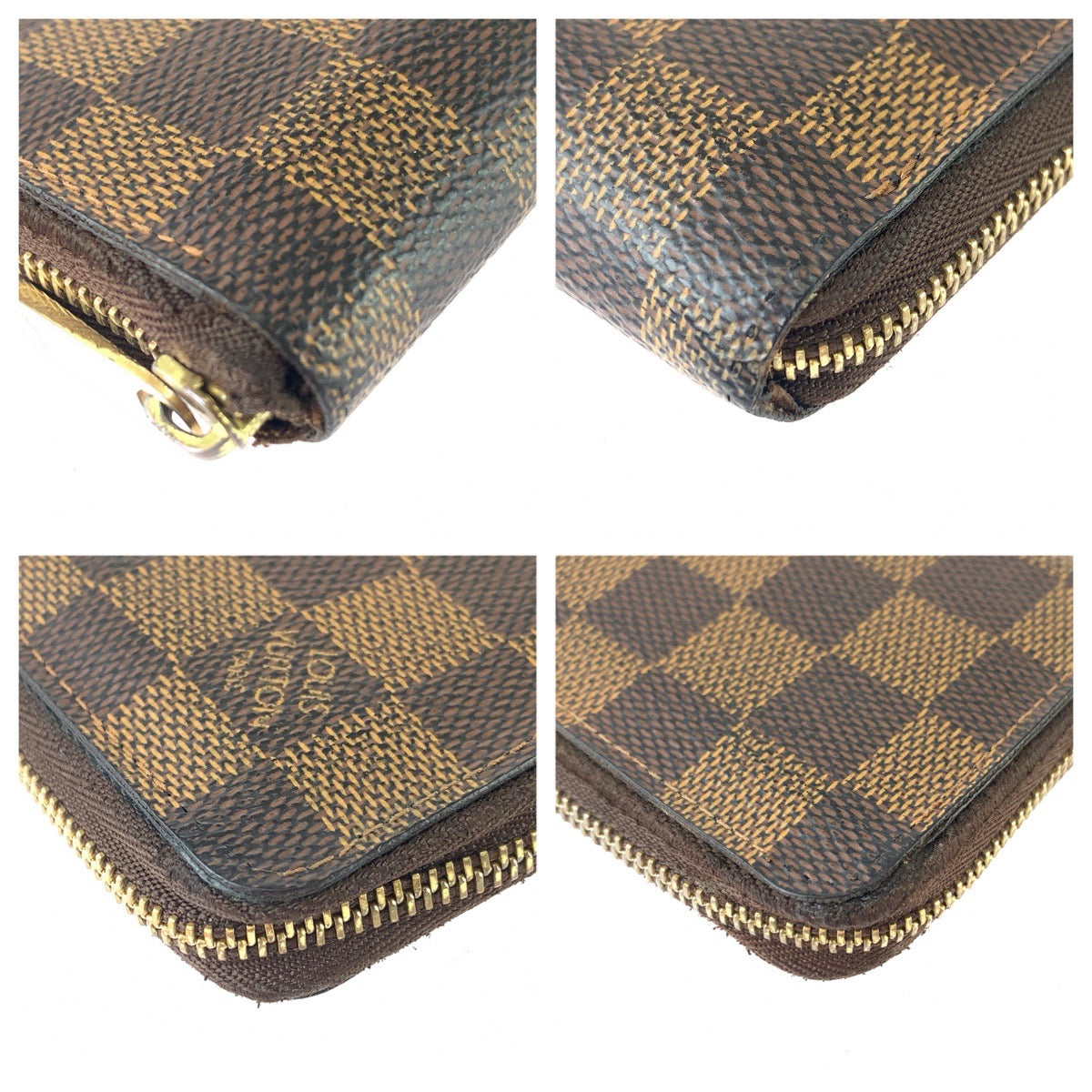 LOUIS VUITTON ルイヴィトン ダミエ ジッピーコインパース ブラウン ゴールド金具 PVC N63070 コインケース 小銭入れ カードケース レディース B26