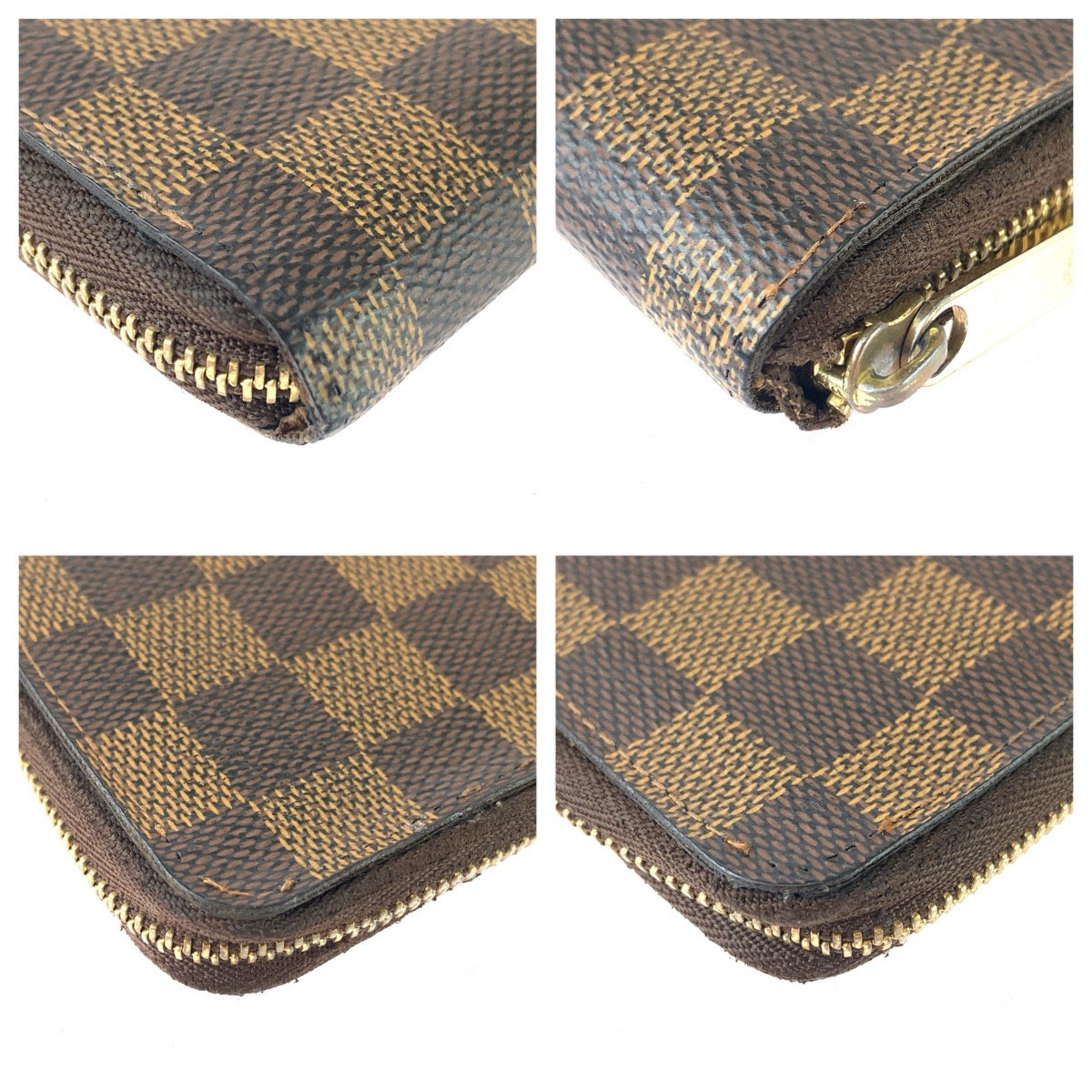 LOUIS VUITTON ルイヴィトン ダミエ ジッピーコインパース ブラウン ゴールド金具 PVC N63070 コインケース 小銭入れ カードケース レディース B26