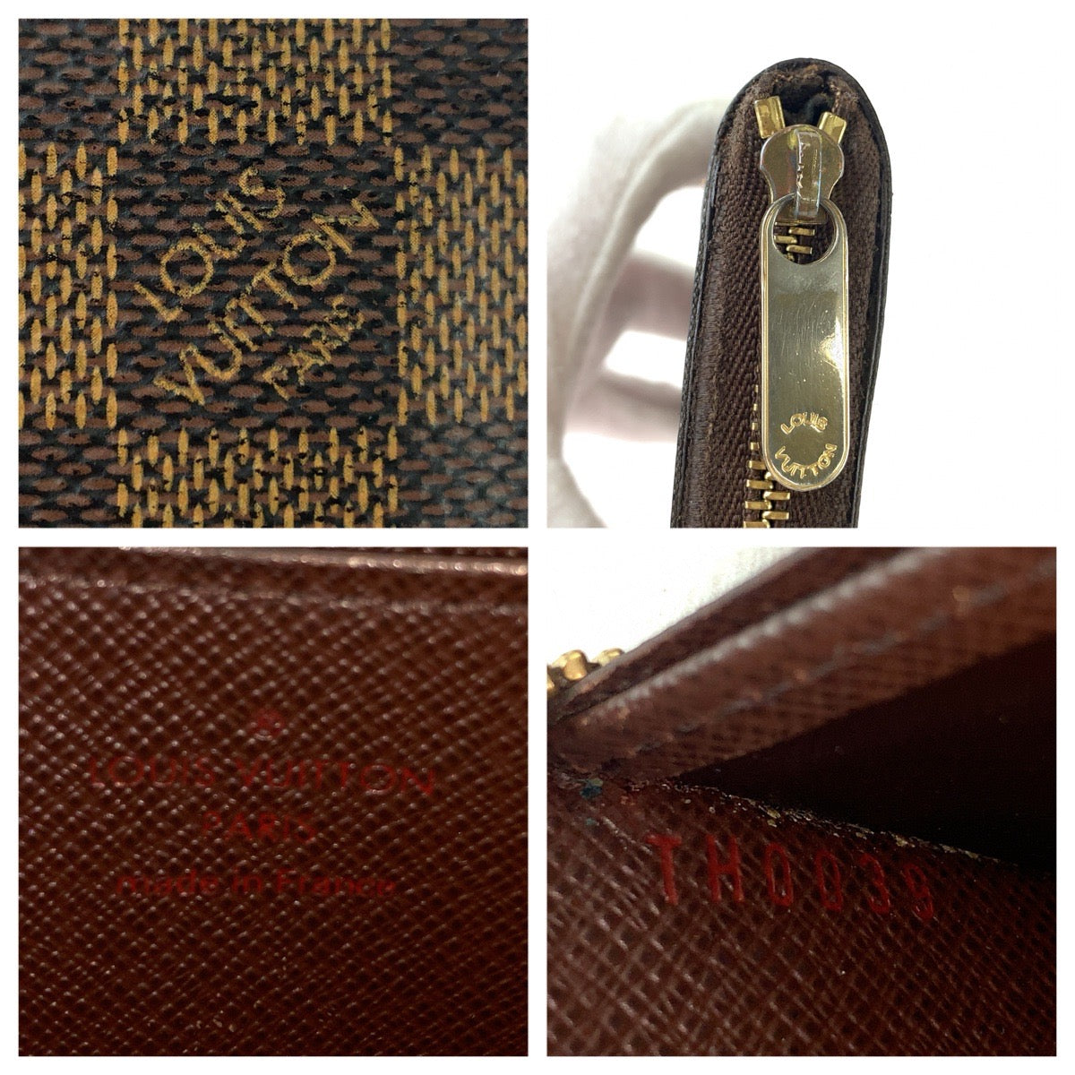 LOUIS VUITTON ルイヴィトン ダミエ ジッピーコインパース ブラウン ゴールド金具 PVC N63070 コインケース 小銭入れ カードケース レディース B26