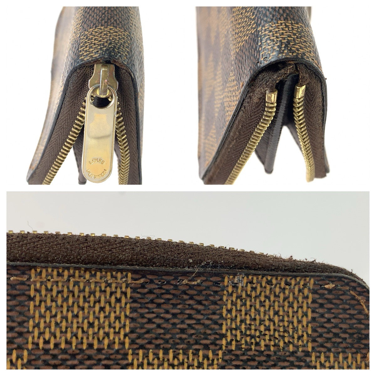 LOUIS VUITTON ルイヴィトン ダミエ ジッピーコインパース ブラウン ゴールド金具 PVC N63070 コインケース 小銭入れ カードケース レディース B26