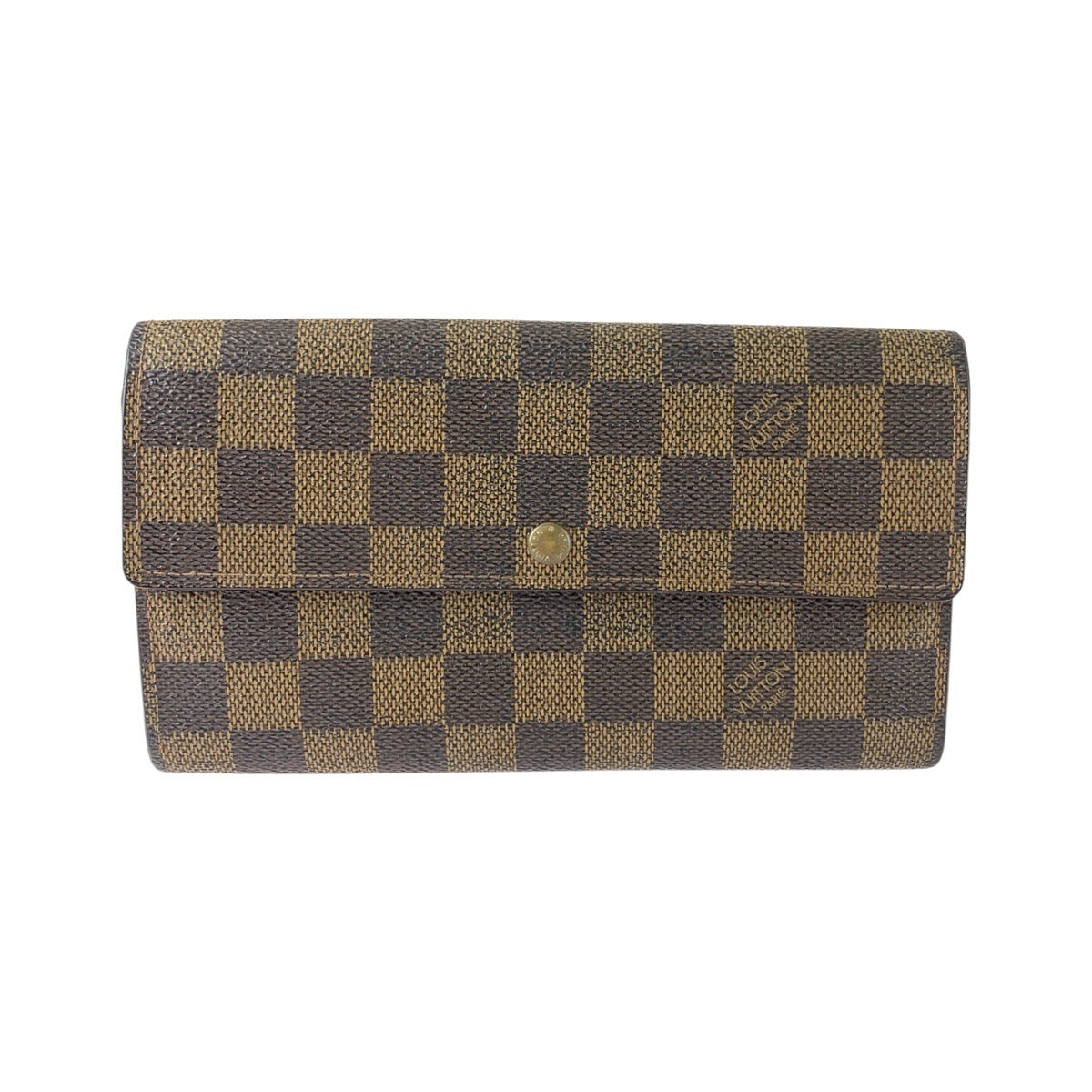 LOUIS VUITTON ルイヴィトン ダミエ ポシェットポルトモネクレディ ブラウン ゴールド金具 PVC N61724 長財布 ロングウォレット レディース AB27