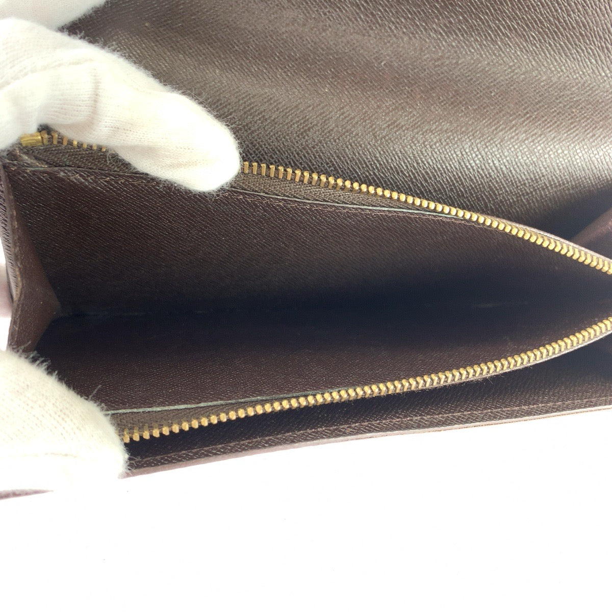 LOUIS VUITTON ルイヴィトン ダミエ ポシェットポルトモネクレディ ブラウン ゴールド金具 PVC N61724 長財布 ロングウォレット レディース AB27