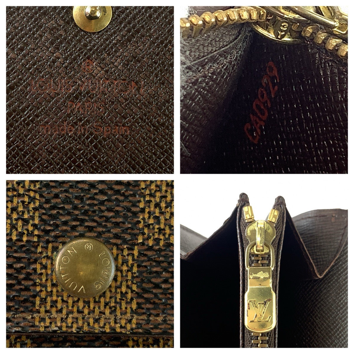 LOUIS VUITTON ルイヴィトン ダミエ ポシェットポルトモネクレディ ブラウン ゴールド金具 PVC N61724 長財布 ロングウォレット レディース AB27