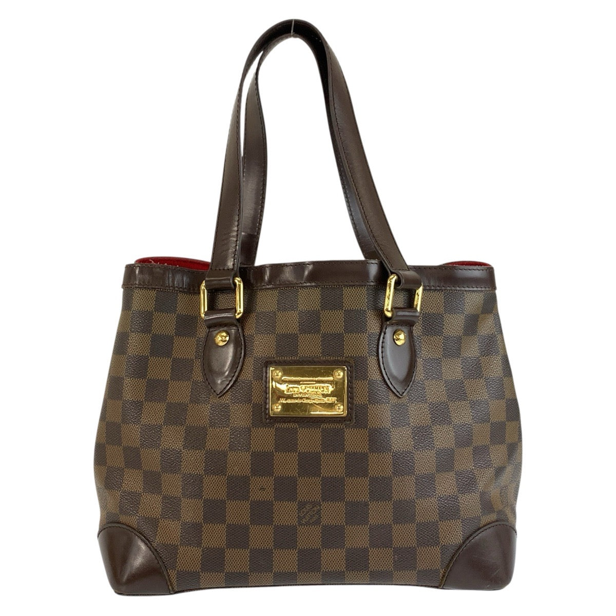 LOUIS VUITTON ルイ ヴィトン ダミエ ハムステッド PM ブラウン ゴールド金具 PVC / レザー N51205 ハンドバッグ トートバッグ レディース AB46
