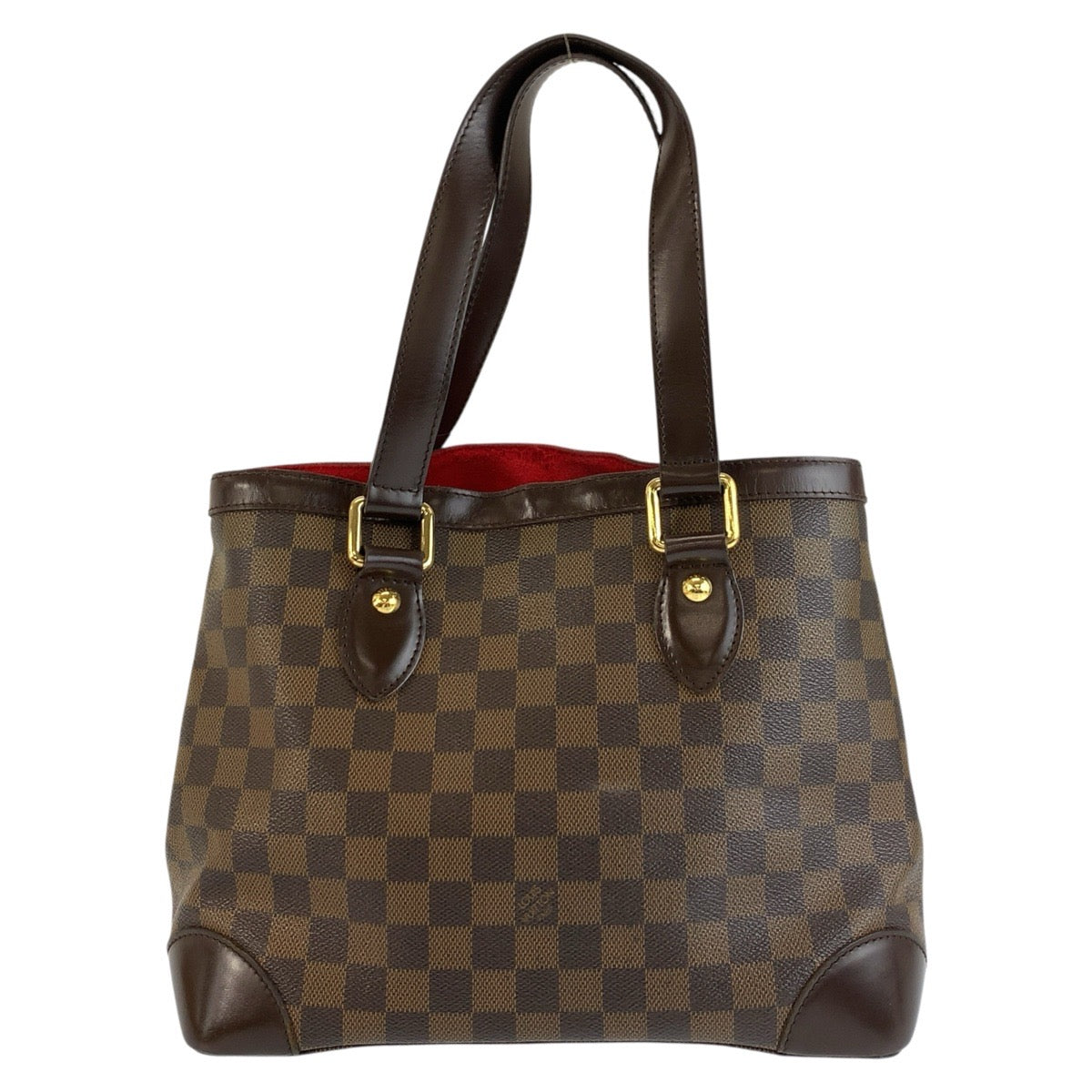 LOUIS VUITTON ルイ ヴィトン ダミエ ハムステッド PM ブラウン ゴールド金具 PVC / レザー N51205 ハンドバッグ トートバッグ レディース AB46