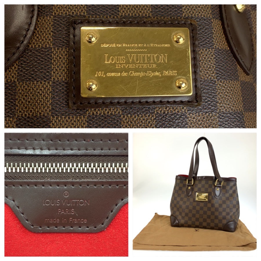 LOUIS VUITTON ルイ ヴィトン ダミエ ハムステッド PM ブラウン ゴールド金具 PVC / レザー N51205 ハンドバッグ トートバッグ レディース AB46
