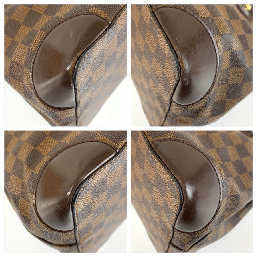 LOUIS VUITTON ルイ ヴィトン ダミエ ハムステッド PM ブラウン ゴールド金具 PVC / レザー N51205 ハンドバッグ トートバッグ レディース AB46