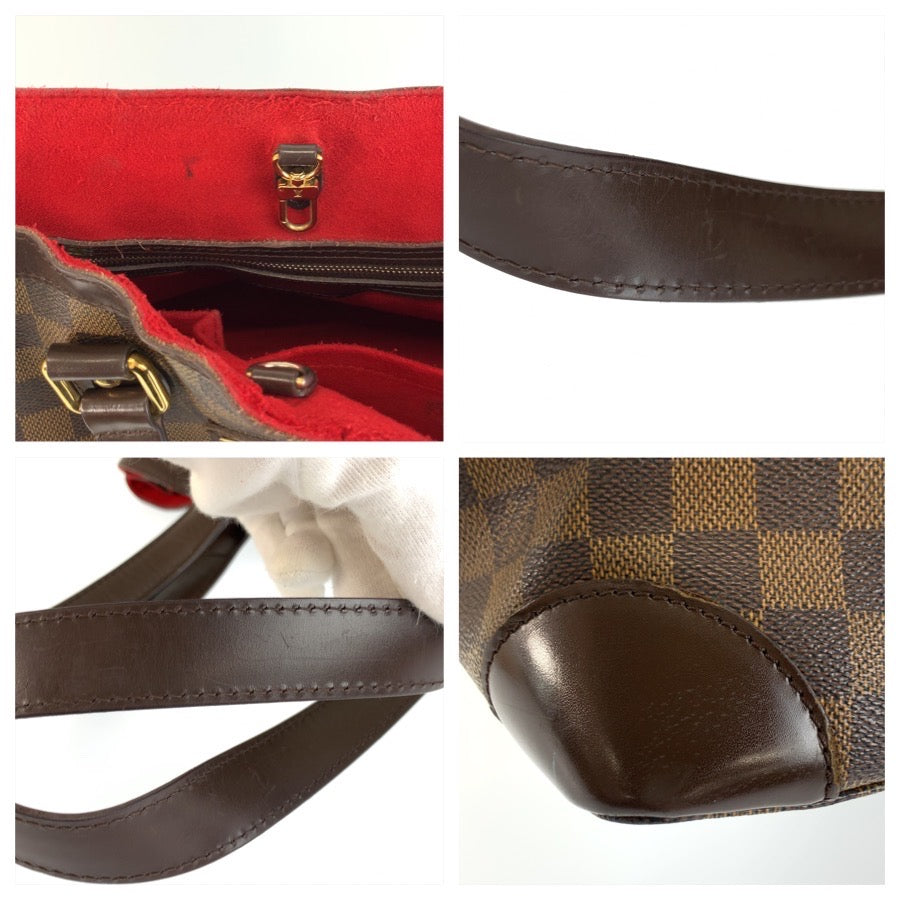LOUIS VUITTON ルイ ヴィトン ダミエ ハムステッド PM ブラウン ゴールド金具 PVC / レザー N51205 ハンドバッグ トートバッグ レディース AB46