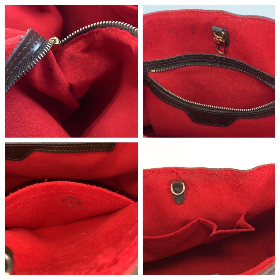 LOUIS VUITTON ルイ ヴィトン ダミエ ハムステッド PM ブラウン ゴールド金具 PVC / レザー N51205 ハンドバッグ トートバッグ レディース AB46