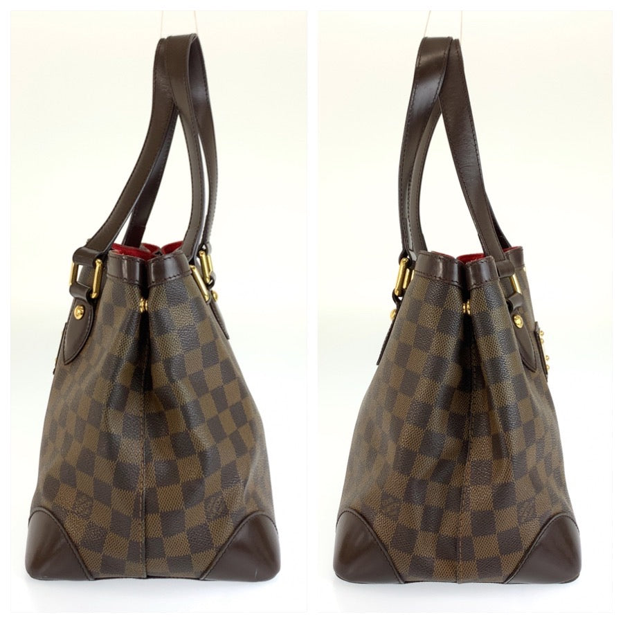 LOUIS VUITTON ルイ ヴィトン ダミエ ハムステッド PM ブラウン ゴールド金具 PVC / レザー N51205 ハンドバッグ トートバッグ レディース AB46