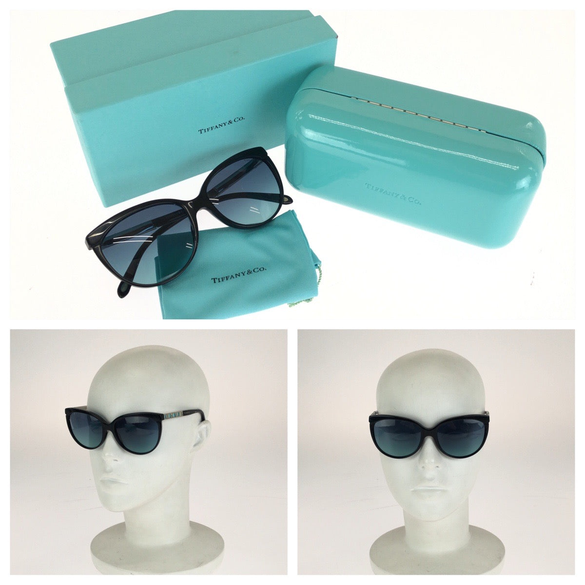 TIFFANY&Co. ティファニー アトラス サイズ56□16 140 2N ブルー ブラック シルバー金具 プラスチック / メタル / エナメル TF 4097 8001/9S サングラス フォックス レディース AB28