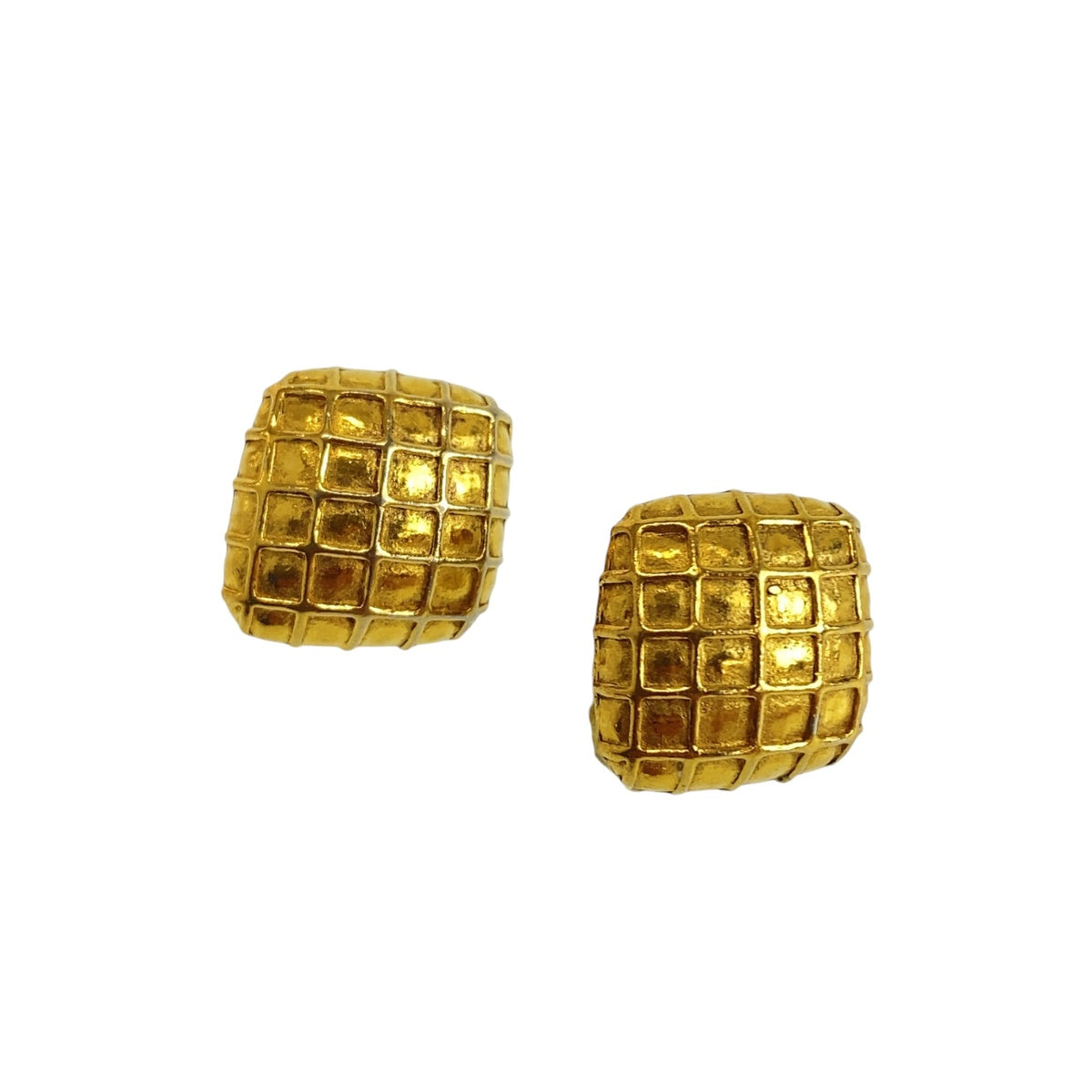 CHANEL シャネル ヴィンテージ マトラッセ ゴールド メタル イヤリング レディース AB33