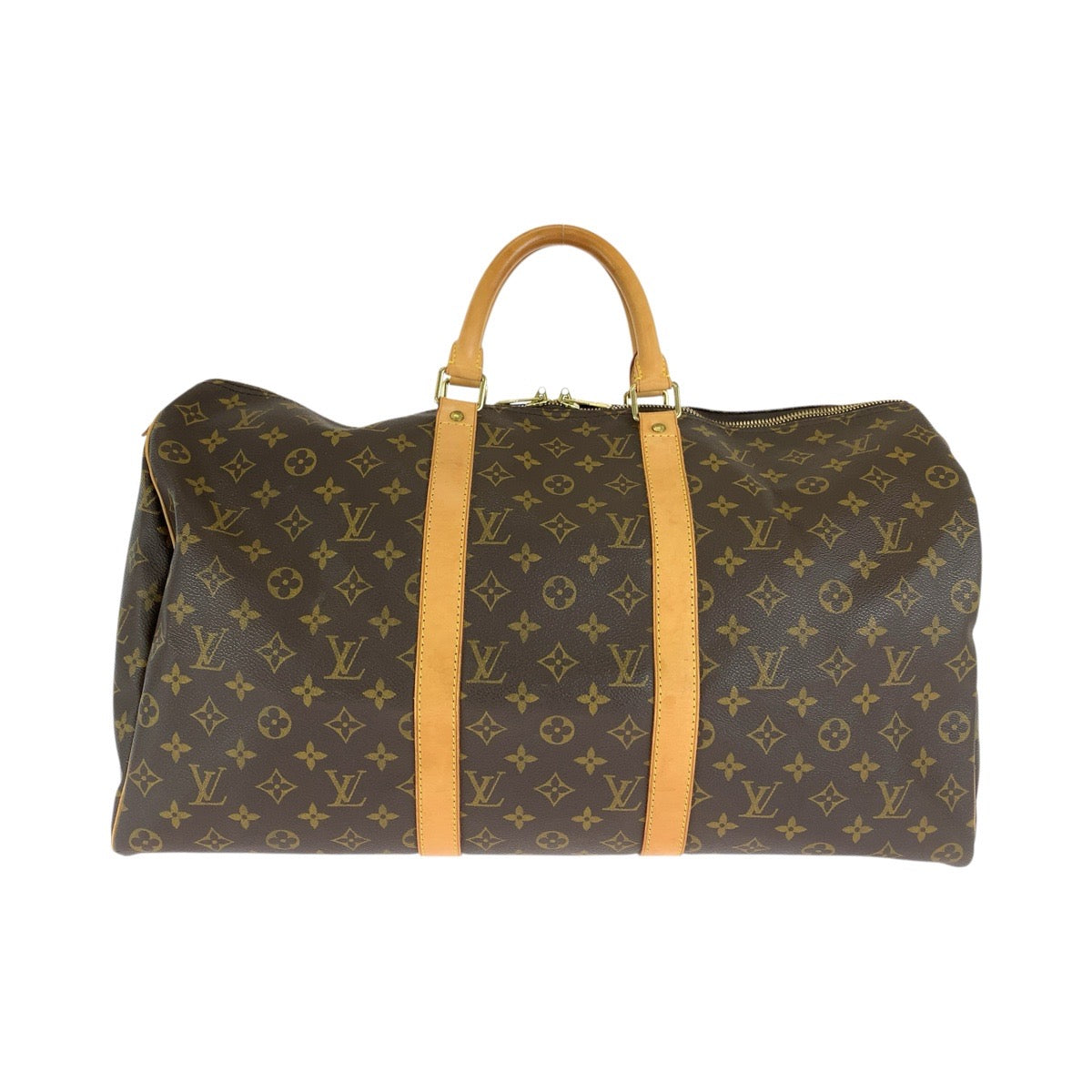 LOUIS VUITTON ルイヴィトン モノグラム キーポル50 ブラウン ゴールド金具 PVC / レザー M41426 ボストンバッグ 旅行バッグ 男女兼用 メンズ AB80