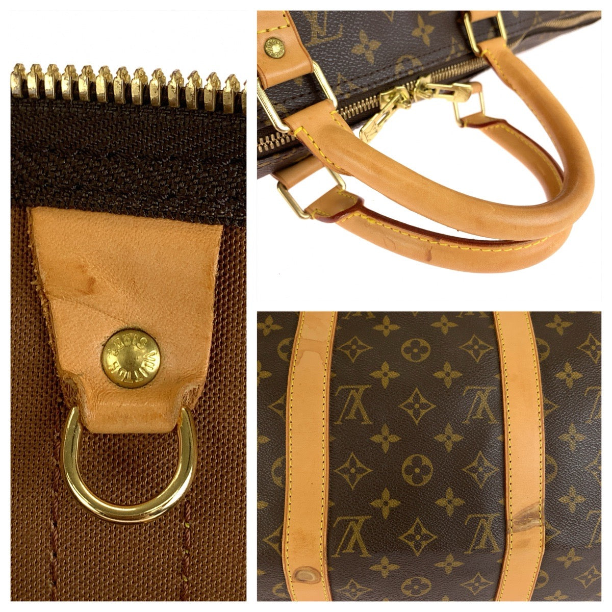 LOUIS VUITTON ルイヴィトン モノグラム キーポル50 ブラウン ゴールド金具 PVC / レザー M41426 ボストンバッグ 旅行バッグ 男女兼用 メンズ AB80