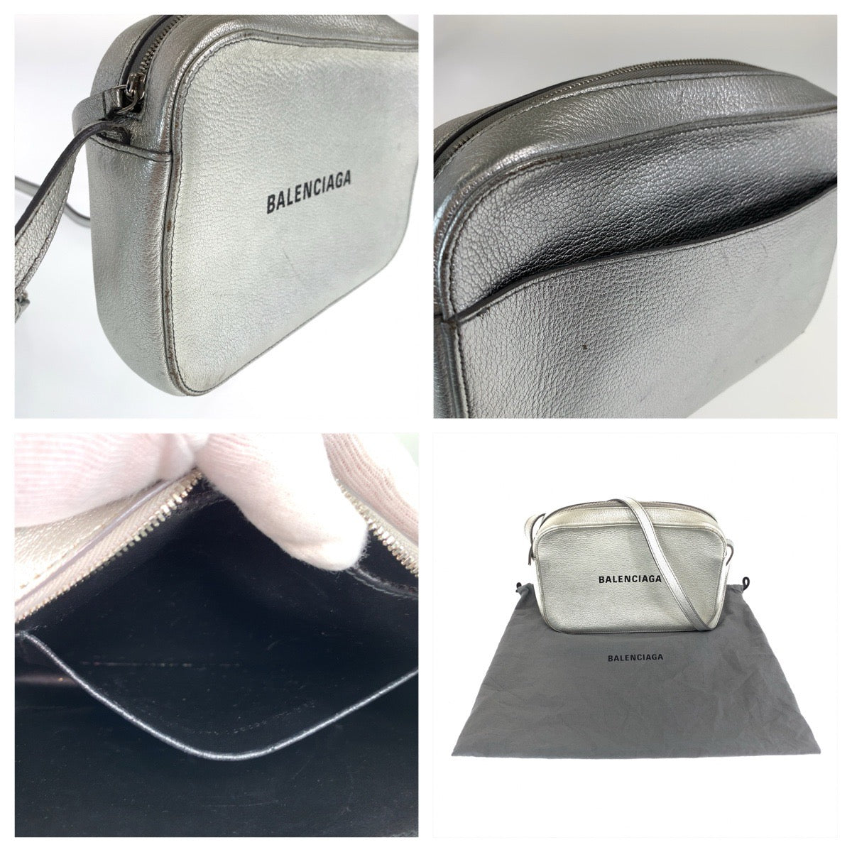 BALENCIAGA バレンシアガ エブリデイ カメラバッグ シルバー シルバー金具 レザー 552370 ショルダーバッグ ポシェット レディース AB42