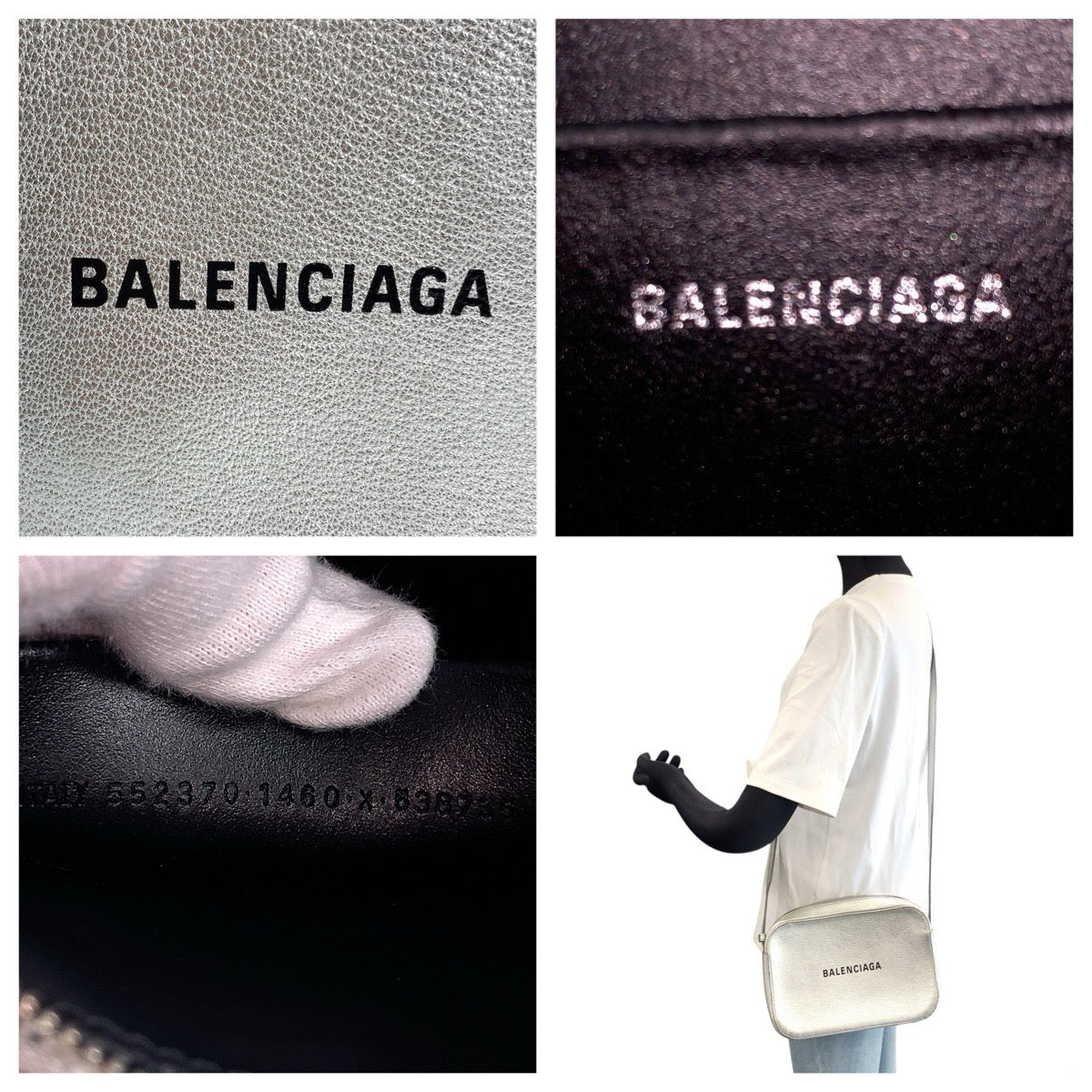 BALENCIAGA バレンシアガ エブリデイ カメラバッグ シルバー シルバー金具 レザー 552370 ショルダーバッグ ポシェット レディース AB42