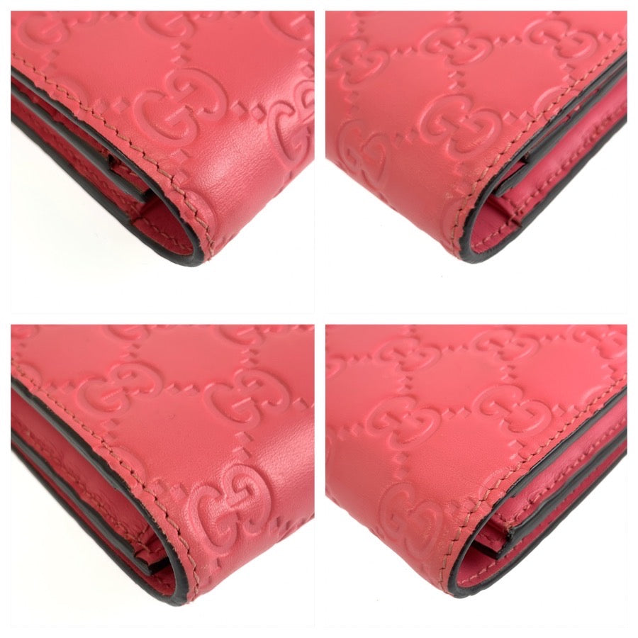 GUCCI グッチ グッチシマ ピンク レザー 410100 長財布 ロングウォレット レディース A50