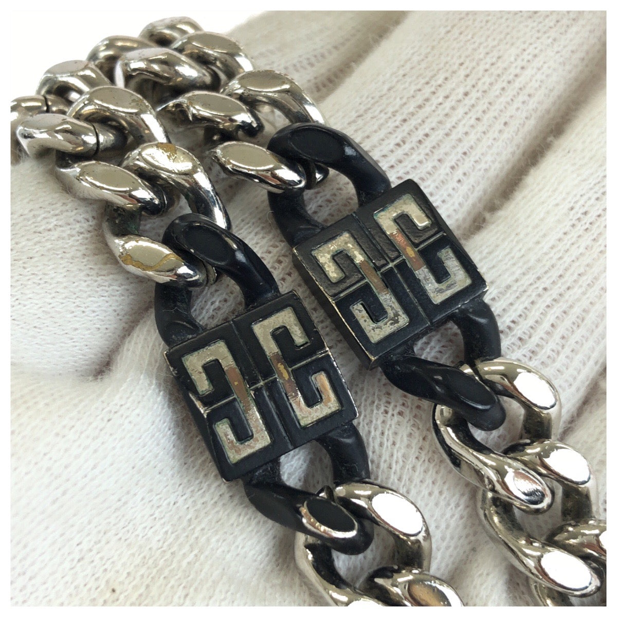 Givenchy ジバンシー 4G チェーン ブラック 黒 シルバー金具 真鍮 ネックレス 男女兼用 レディース AB28