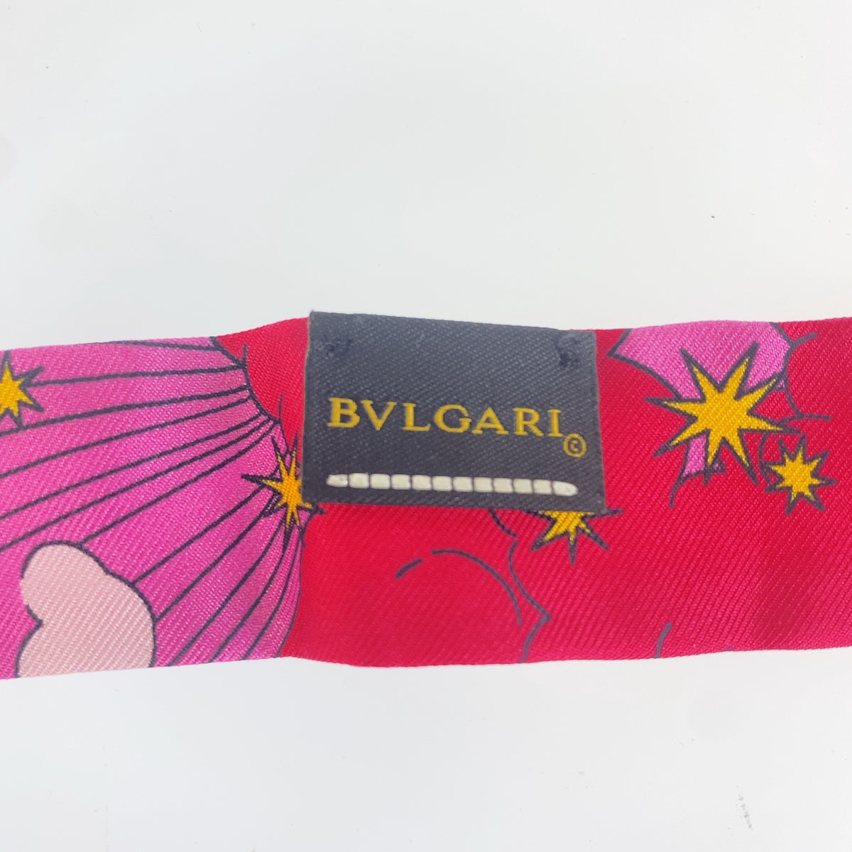 BVLGARI ブルガリ ピンク ブルー シルク / メタル リボンスカーフ スカーフリング レディース ABP