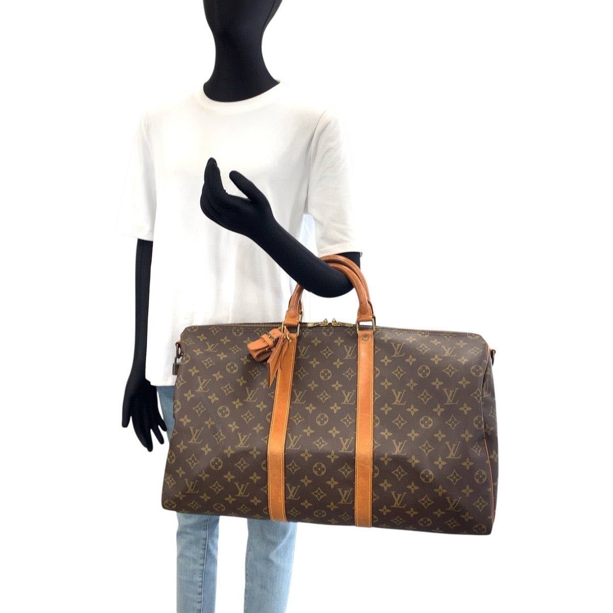 LOUIS VUITTON ルイヴィトン モノグラム キーポルバンドリエール50 ブラウン ゴールド金具 PVC / レザー M41416 ボストンバッグ 旅行バッグ 男女兼用 レディース AB85