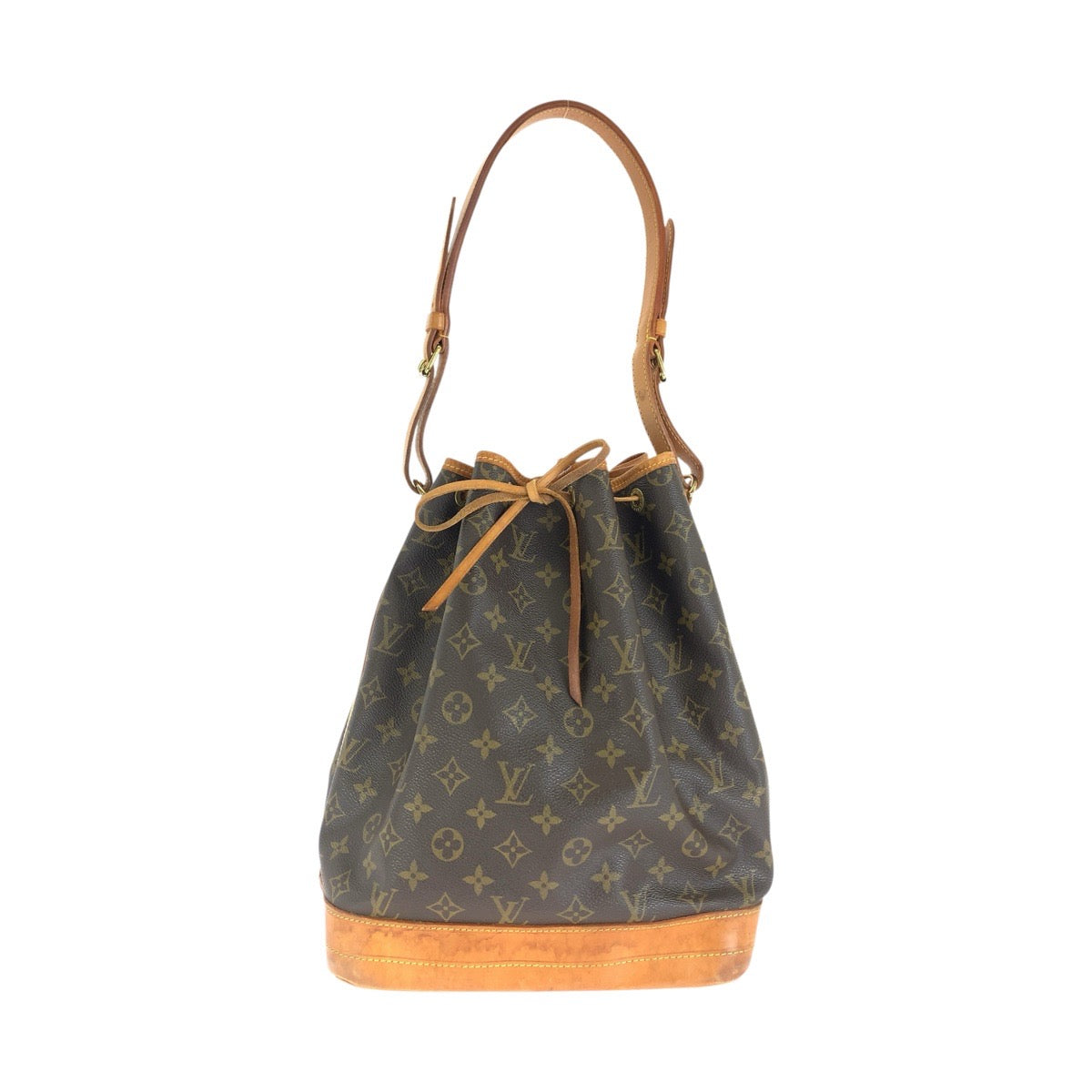 LOUIS VUITTON ルイヴィトン モノグラム ノエ ブラウン ゴールド金具 PVC / レザー M42224 巾着 ショルダーバッグ レディース AB70