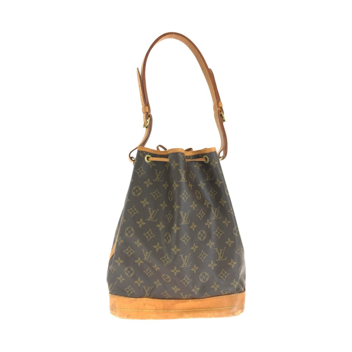 LOUIS VUITTON ルイヴィトン モノグラム ノエ ブラウン ゴールド金具 PVC / レザー M42224 巾着 ショルダーバッグ レディース AB70