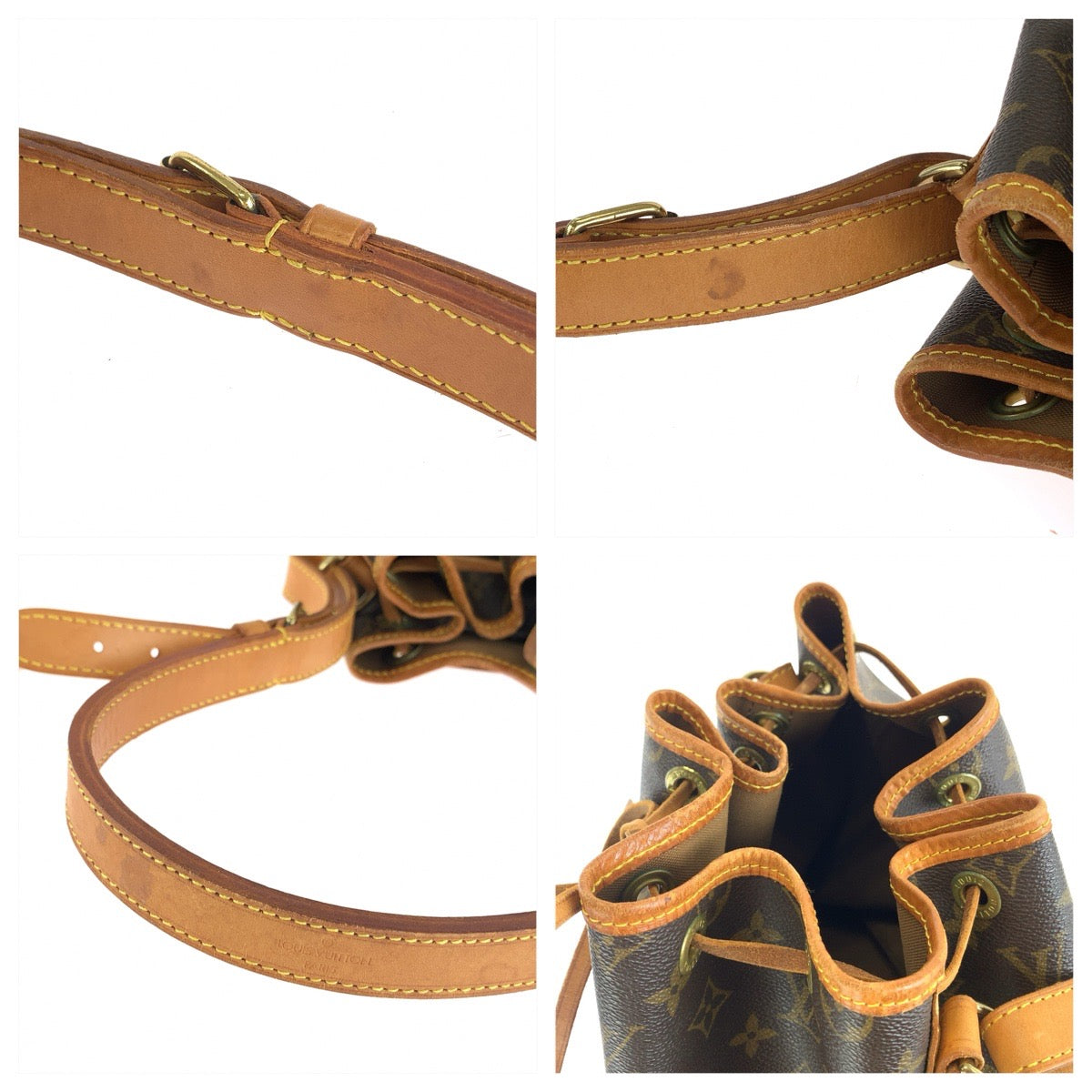LOUIS VUITTON ルイヴィトン モノグラム ノエ ブラウン ゴールド金具 PVC / レザー M42224 巾着 ショルダーバッグ レディース AB70