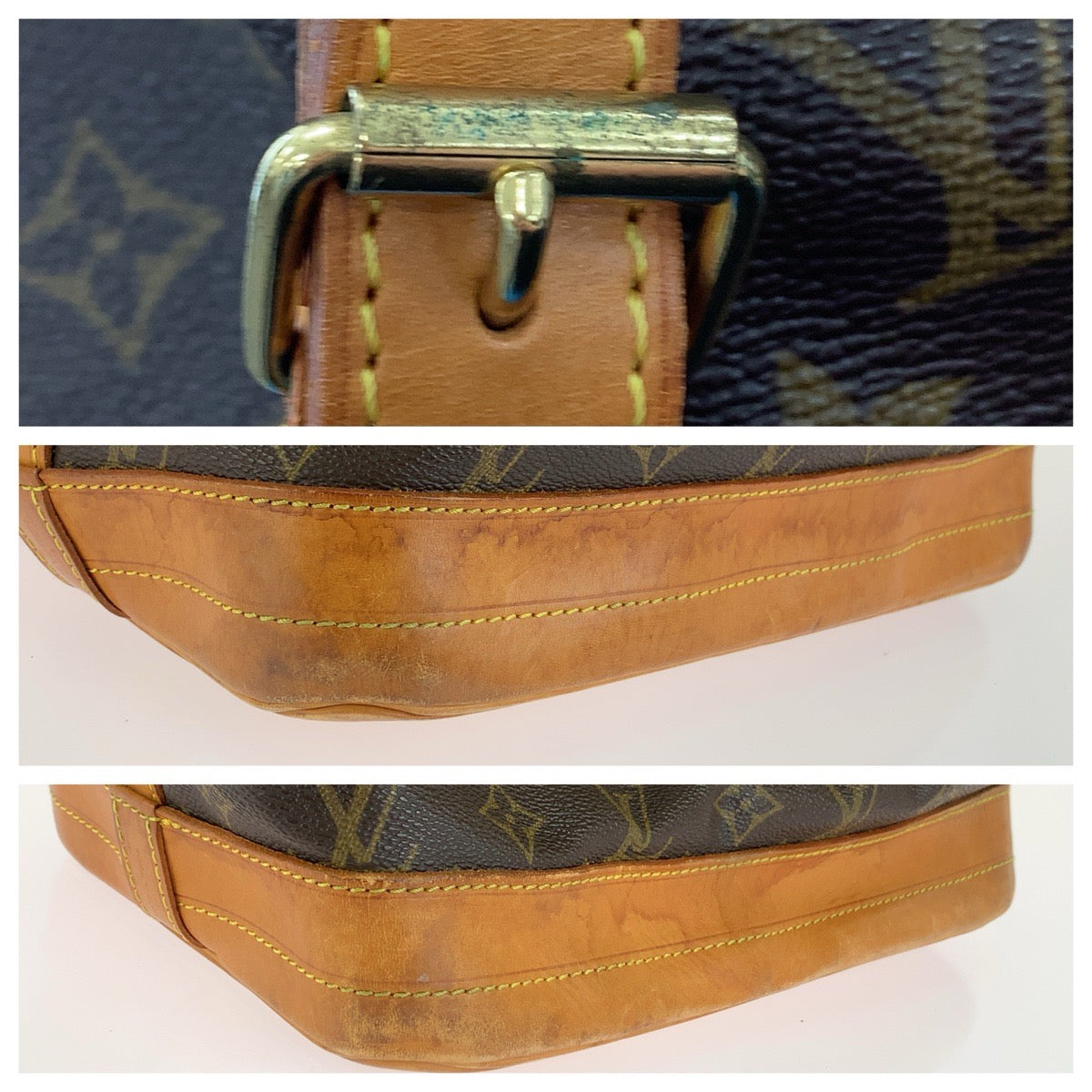 LOUIS VUITTON ルイヴィトン モノグラム ノエ ブラウン ゴールド金具 PVC / レザー M42224 巾着 ショルダーバッグ レディース AB70
