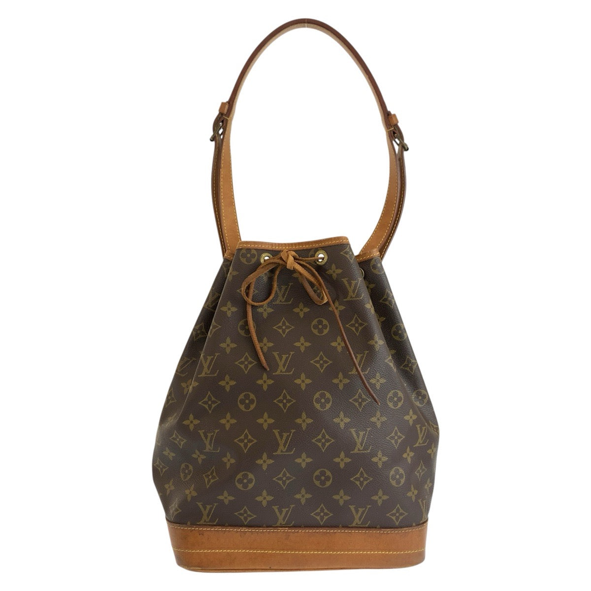 LOUIS VUITTON ルイヴィトン モノグラム ノエ ブラウン ゴールド金具 PVC / レザー M42224 巾着 ショルダーバッグ レディース AB70